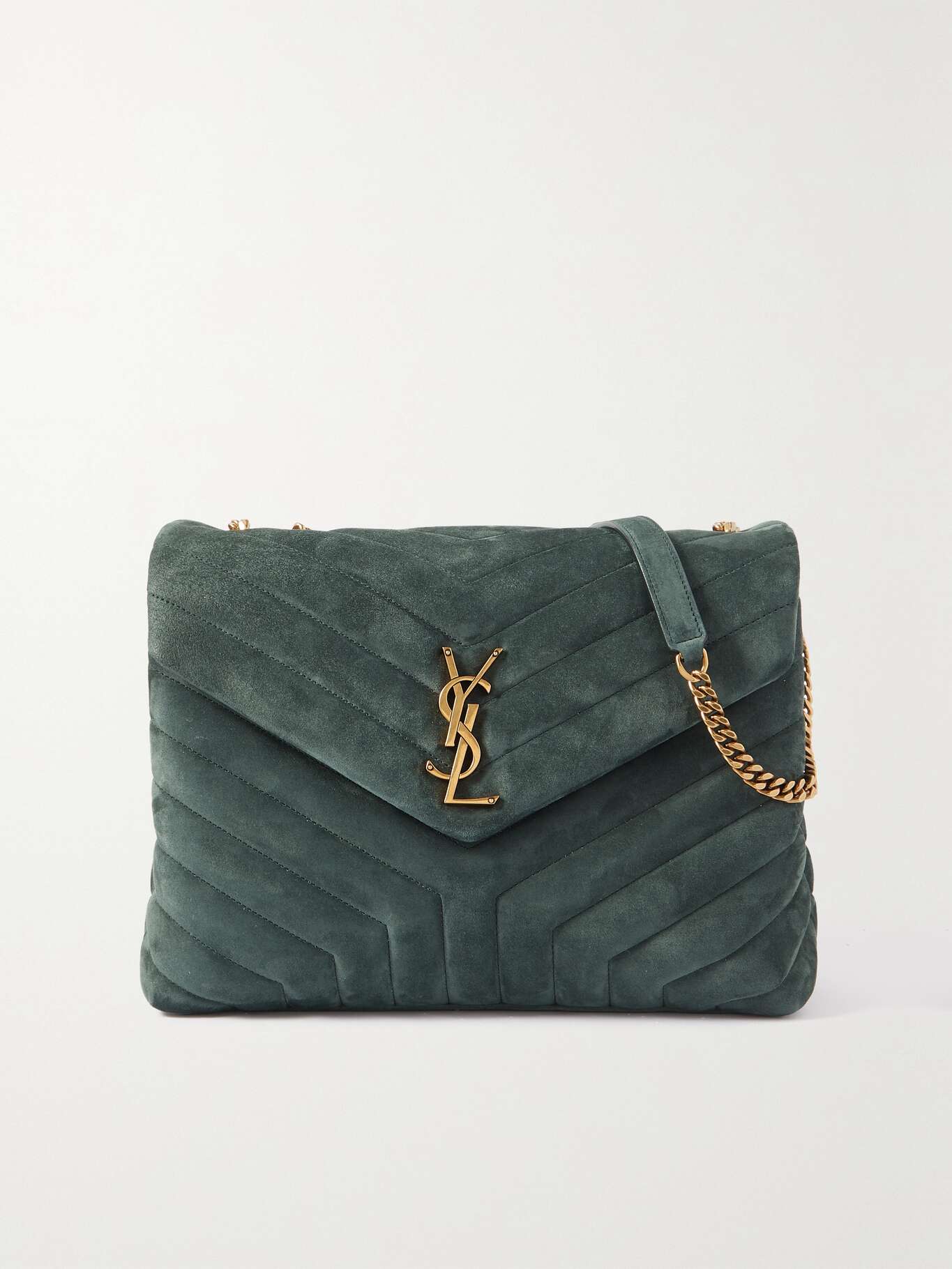 Green Loulou medium quilted suede shoulder bag SAINT LAURENT NETA