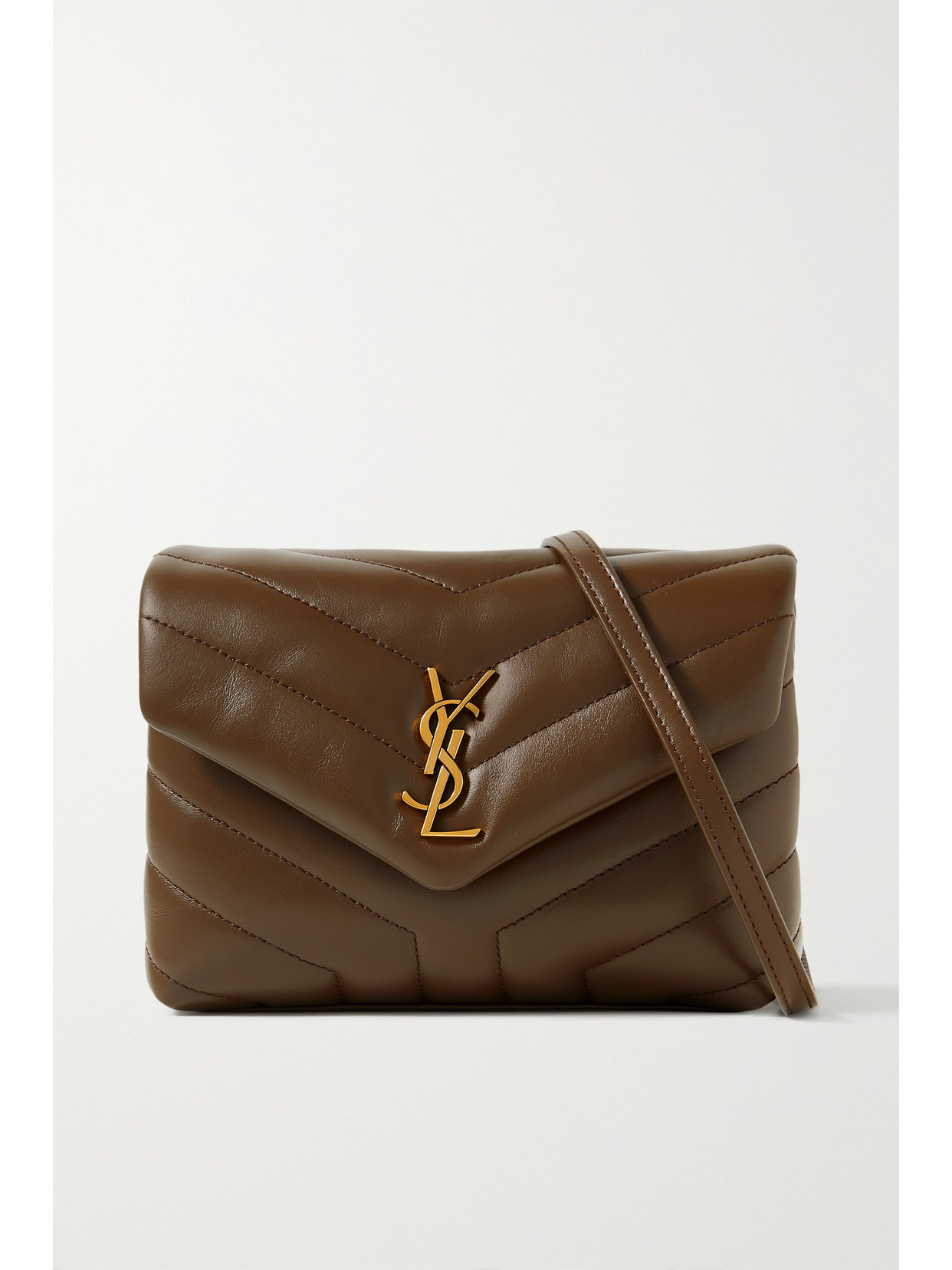 Saint Laurent Loulou Toy Ysl Matelasse Calfskin Envelope Crossbody Bag In Brown