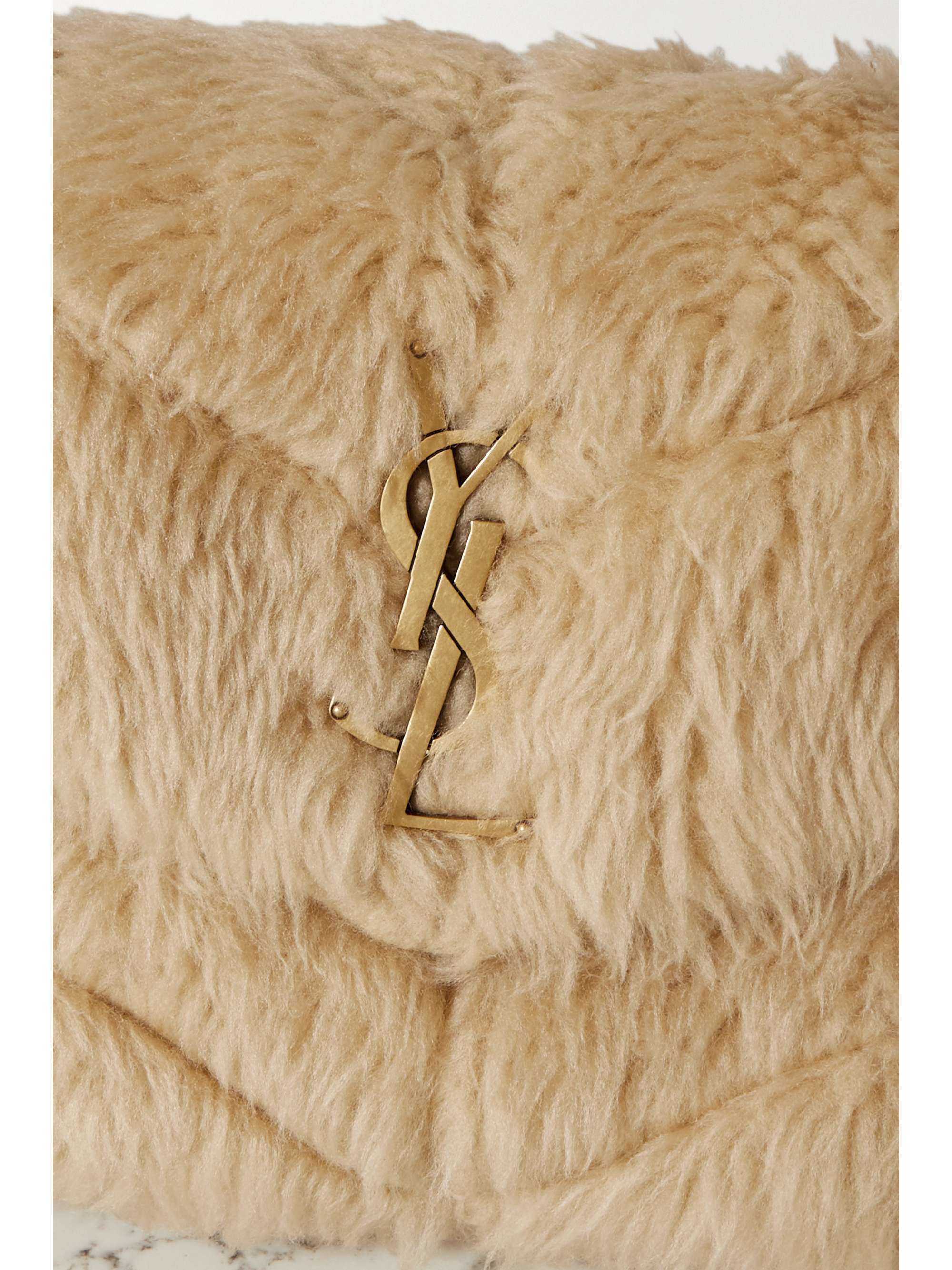 SAINT LAURENT Loulou Puffer small quilted shearling shoulder bag NET