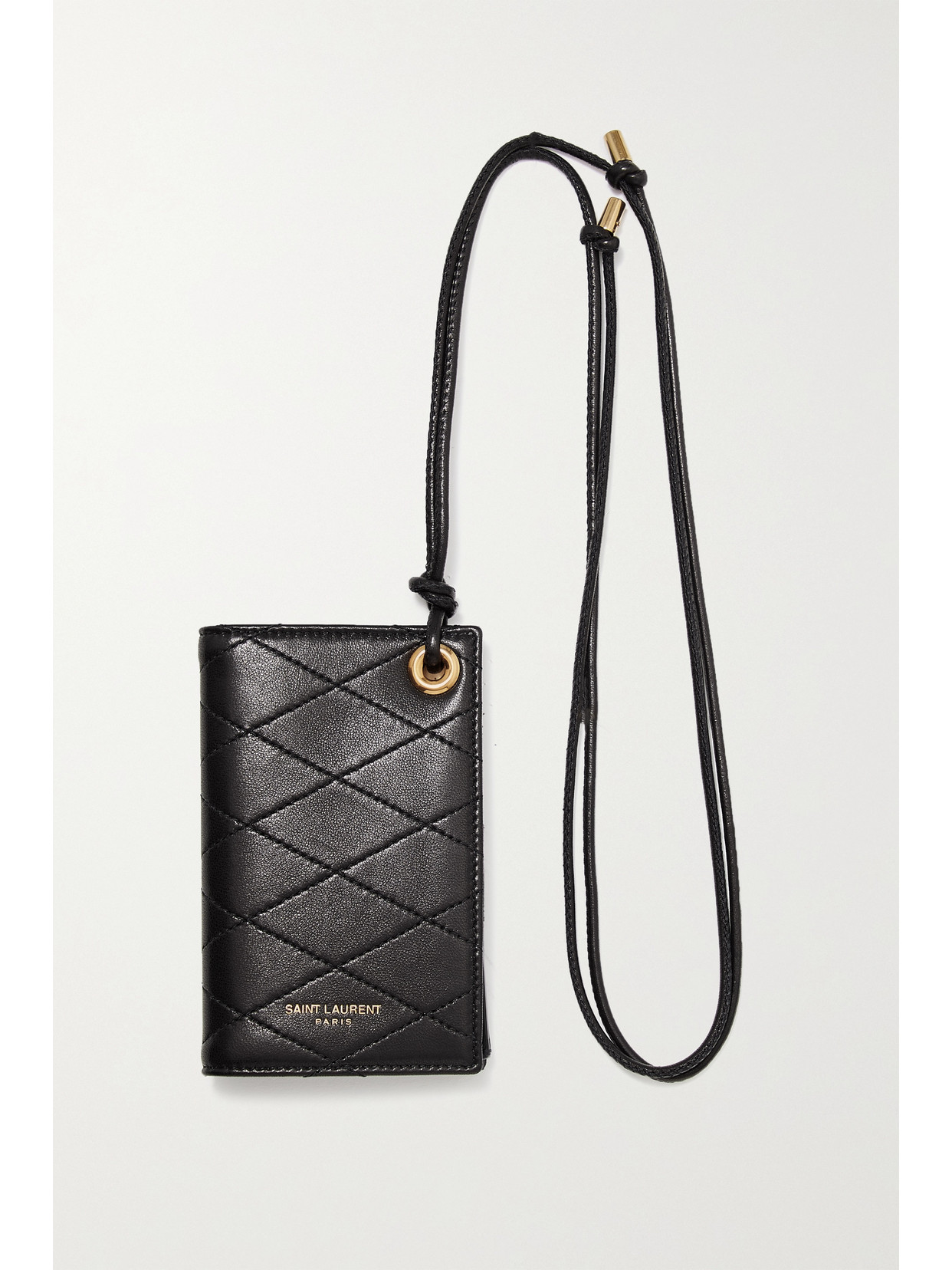 Saint Laurent Quilted Leather Cardholder In Black