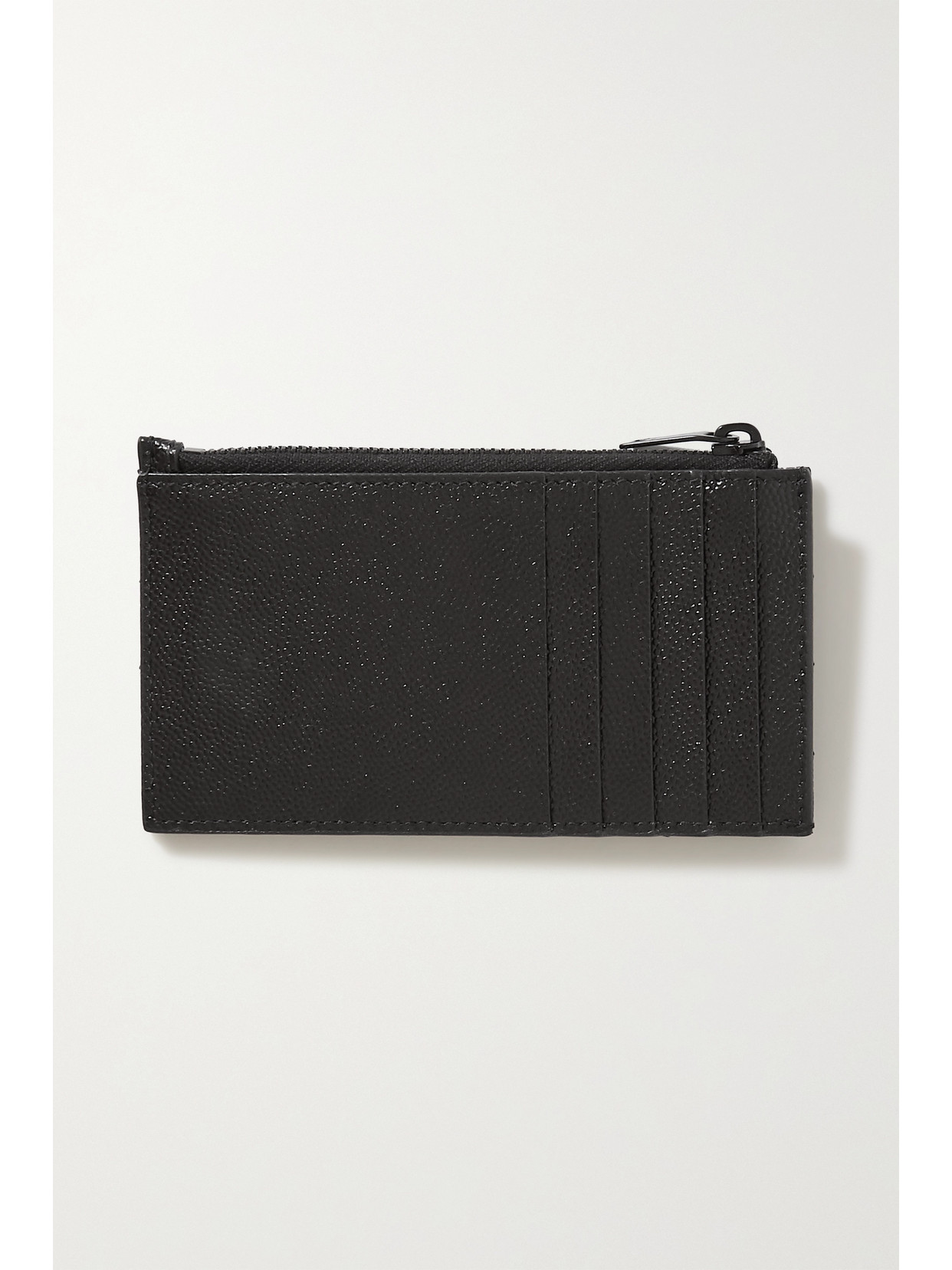 Saint Laurent Monogramme Quilted Textured-leather Cardholder In Black