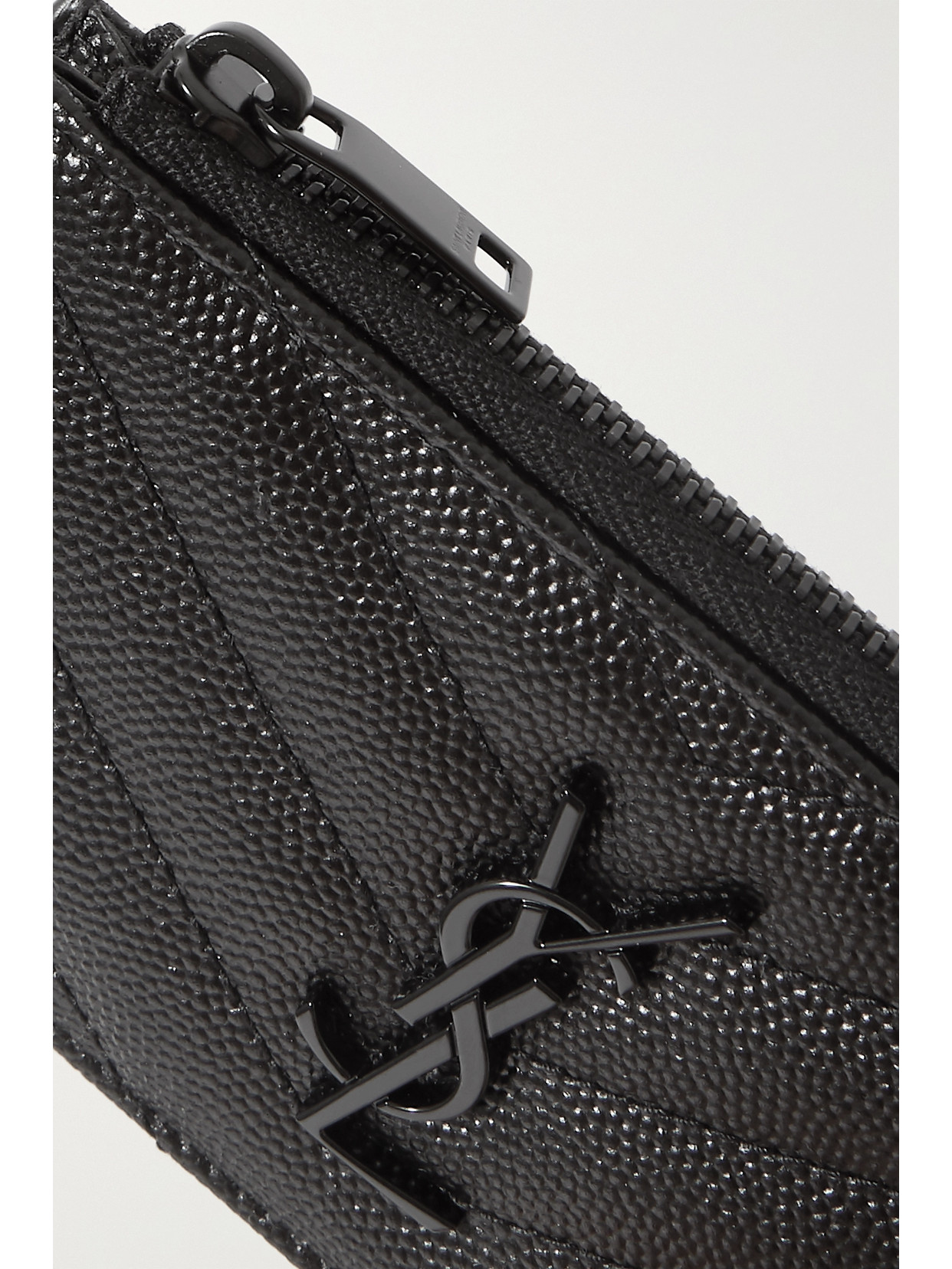 Saint Laurent Monogramme Quilted Textured-leather Cardholder In Black