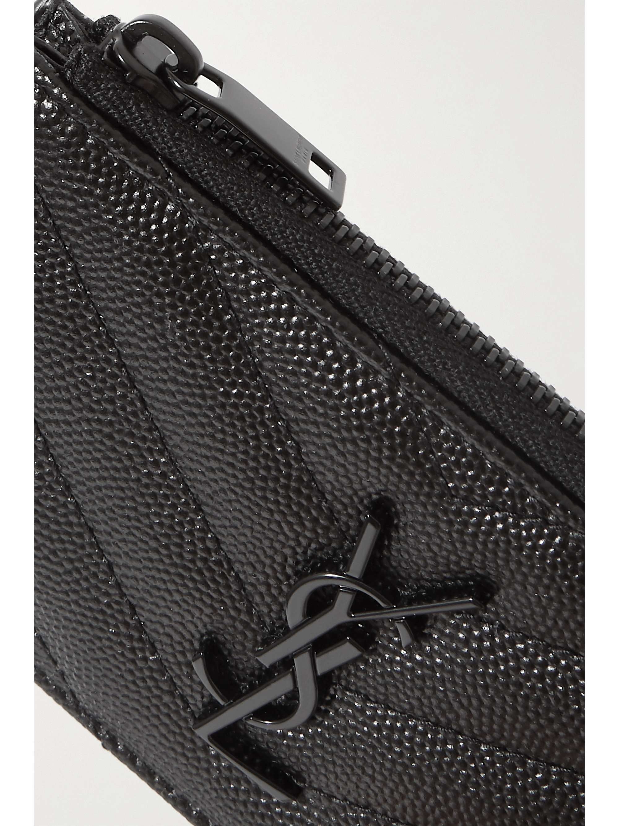 SAINT LAURENT Monogramme quilted textured-leather cardholder