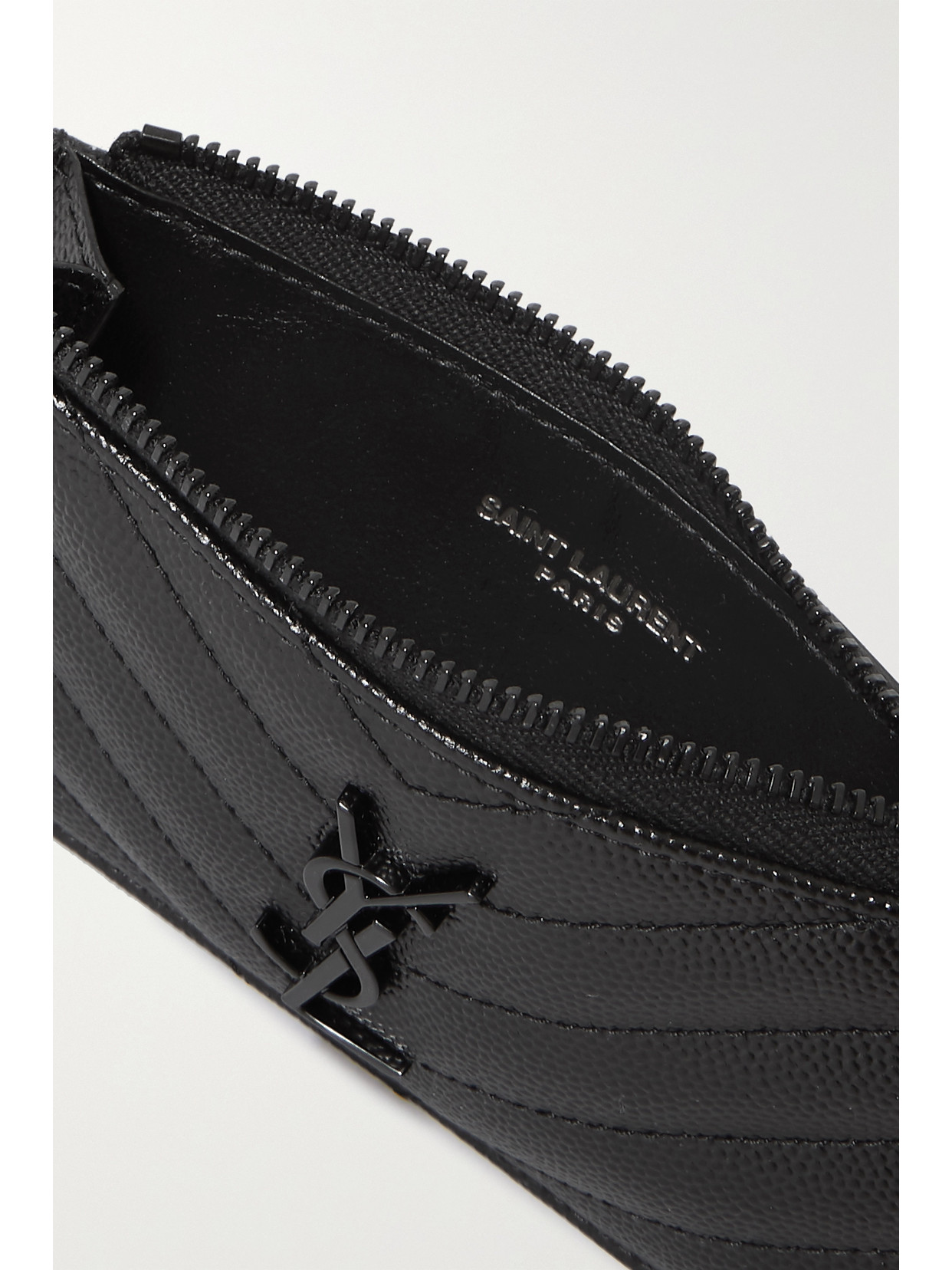 Saint Laurent Monogramme Quilted Textured-leather Cardholder In Black