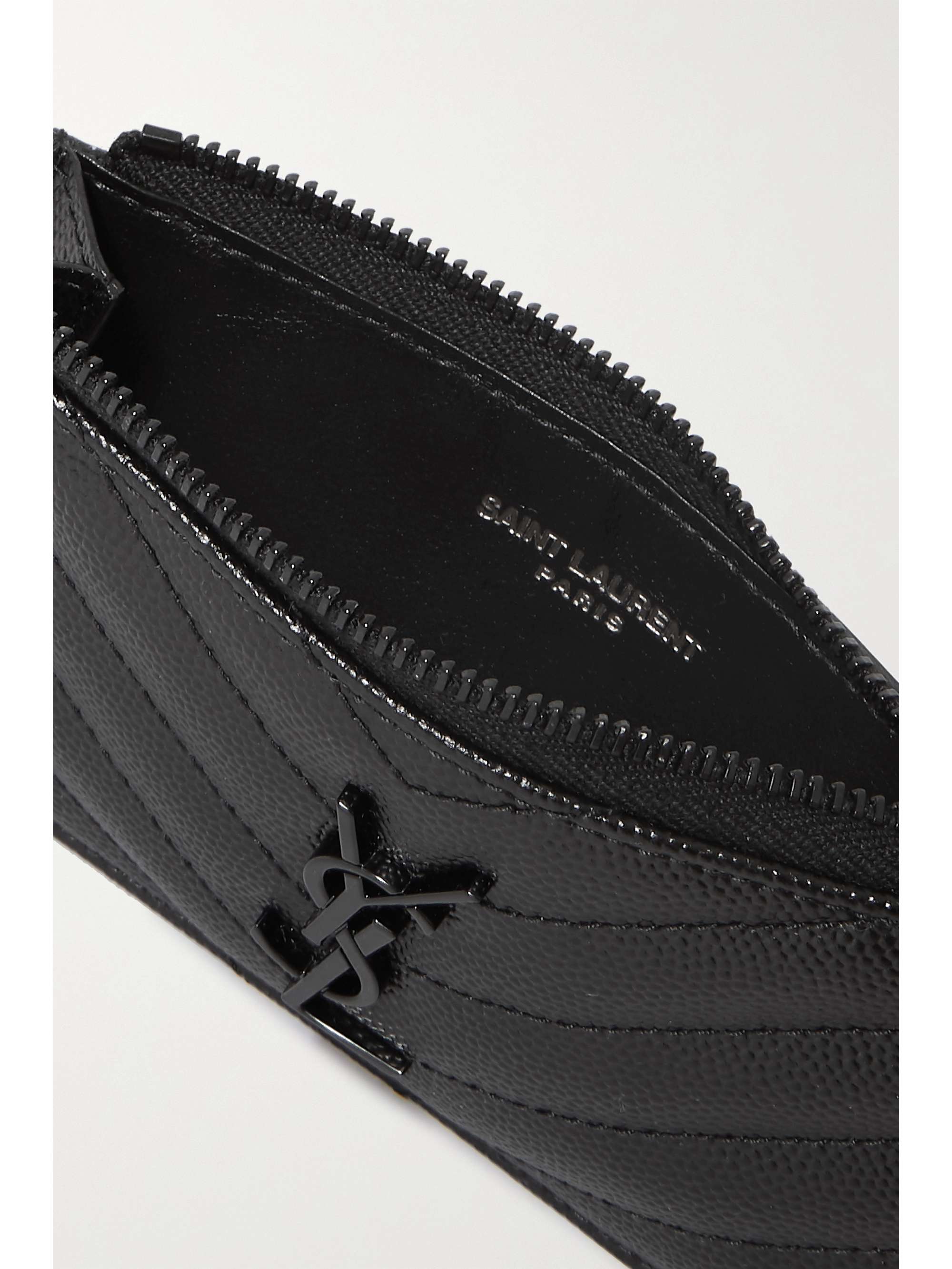 SAINT LAURENT Monogramme quilted textured-leather cardholder