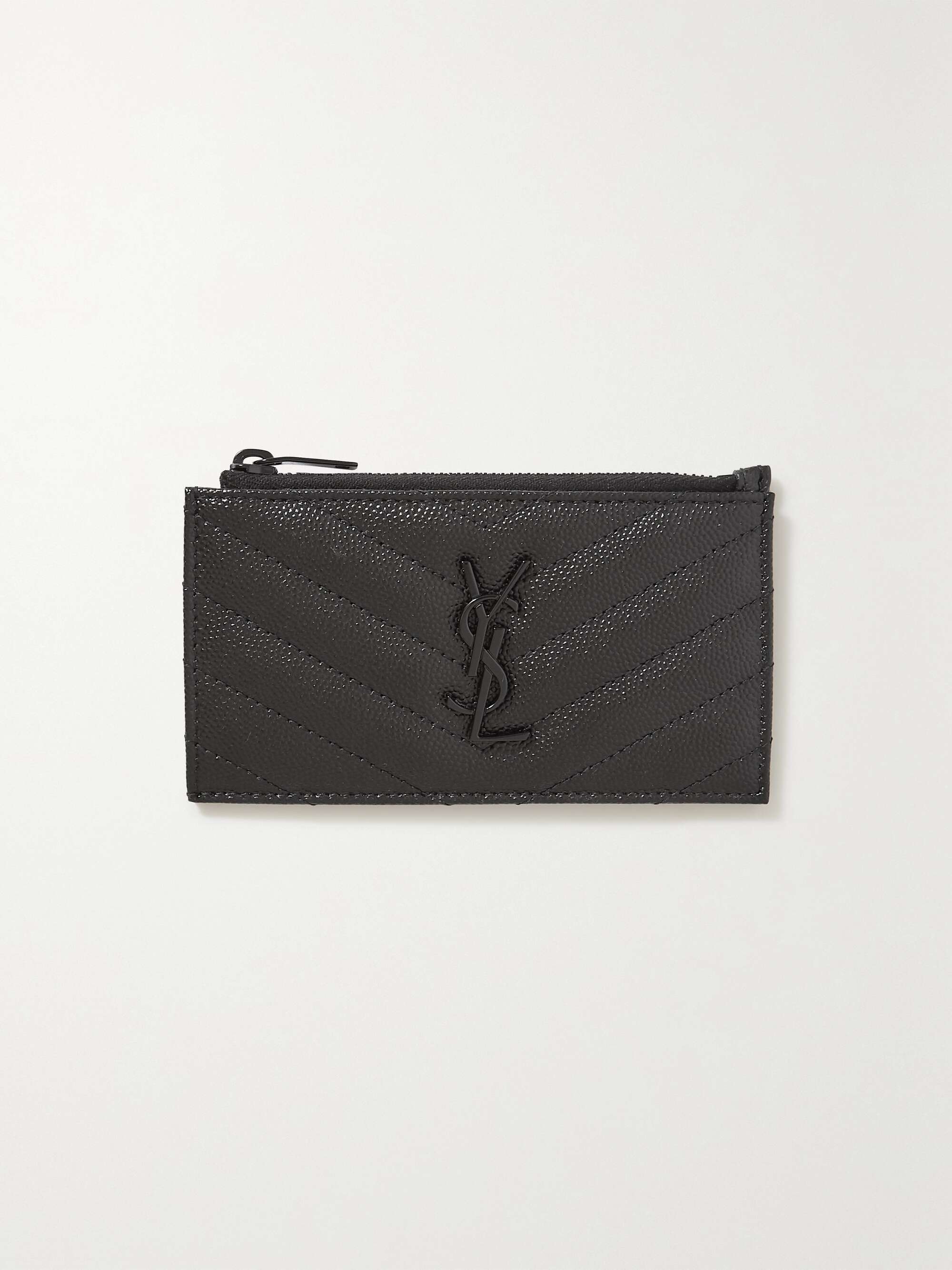 Saint Laurent Women's Monogram Leather Card Case - Black