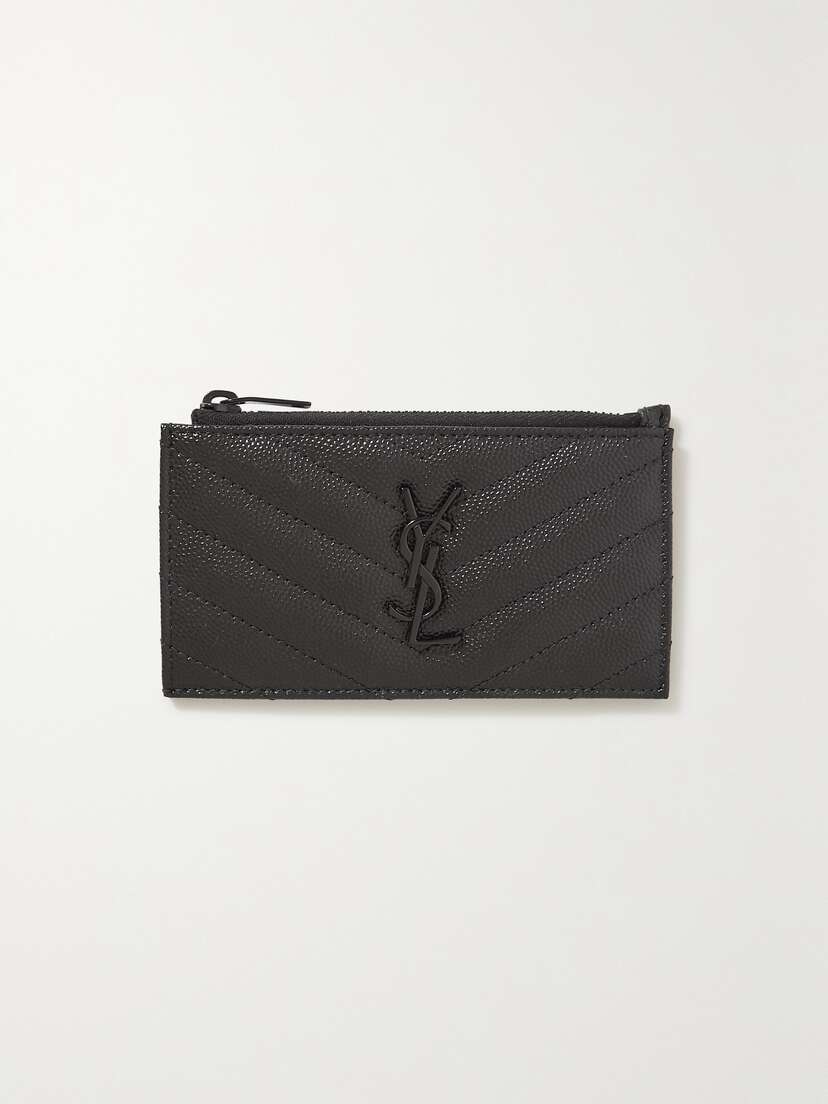 Saint Laurent Monogramme Quilted Textured-leather Cardholder