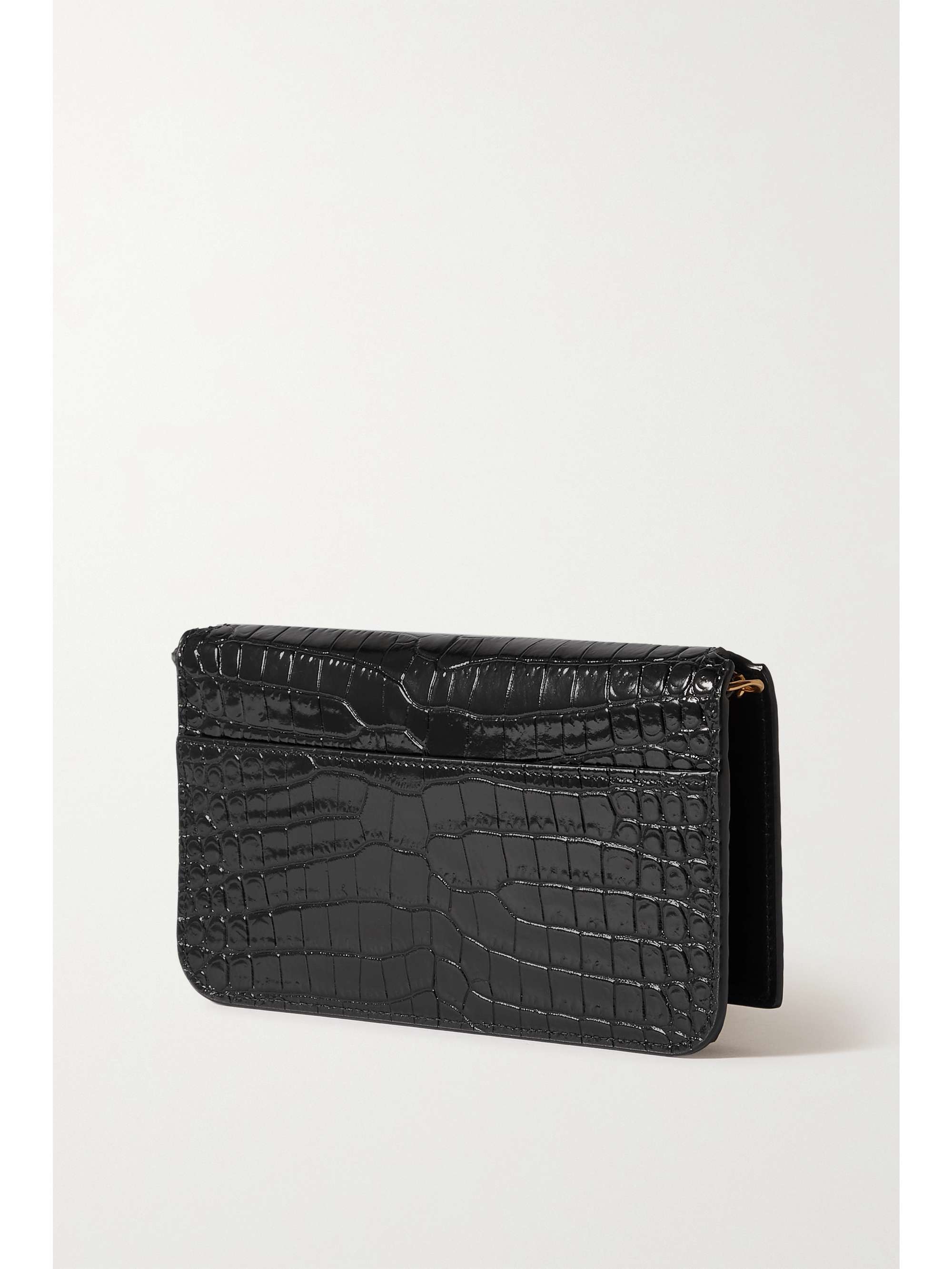 SAINT LAURENT Monogramme croc-effect leather pouch