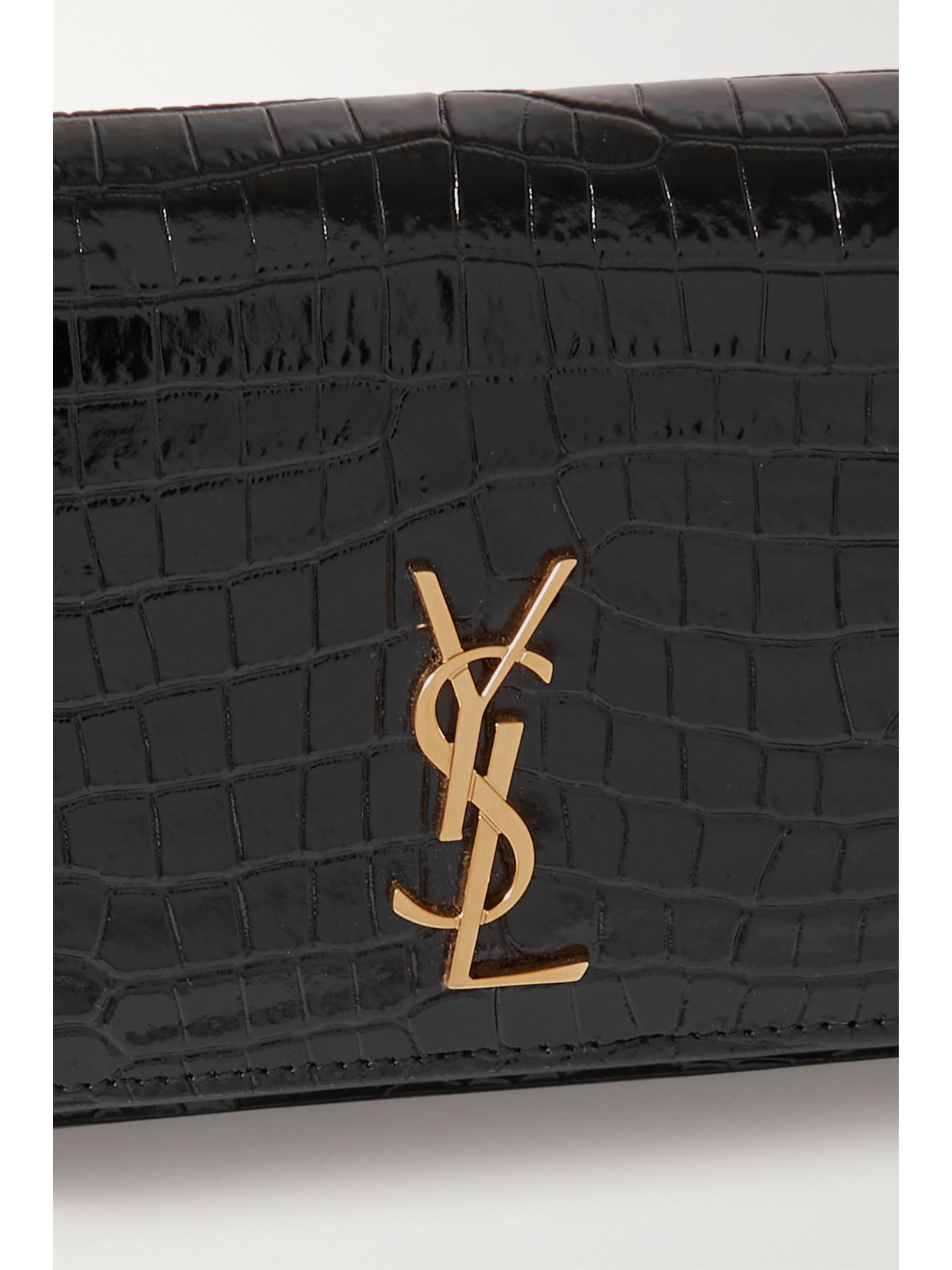 Saint Laurent Monogramme Croc-effect Leather Pouch In Black