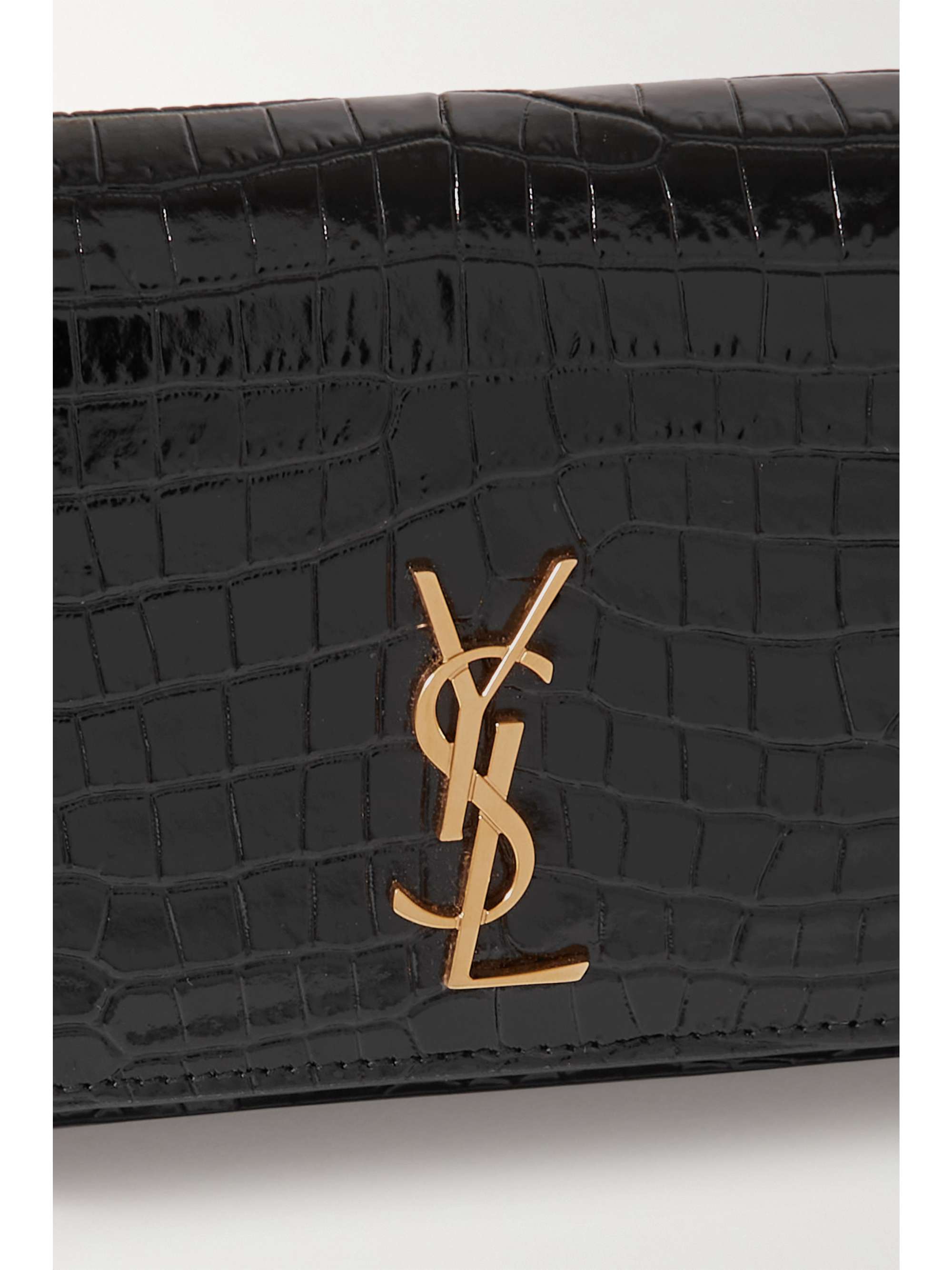 SAINT LAURENT Monogramme croc-effect leather pouch