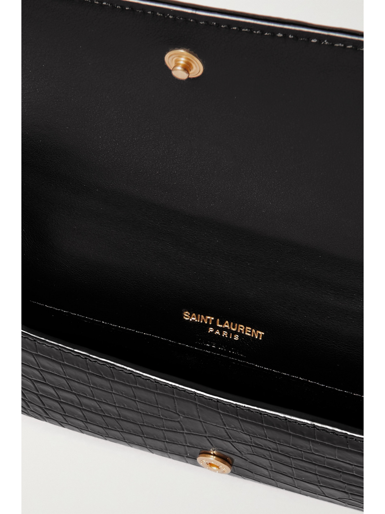 Saint Laurent Monogramme Croc-effect Leather Pouch In Black