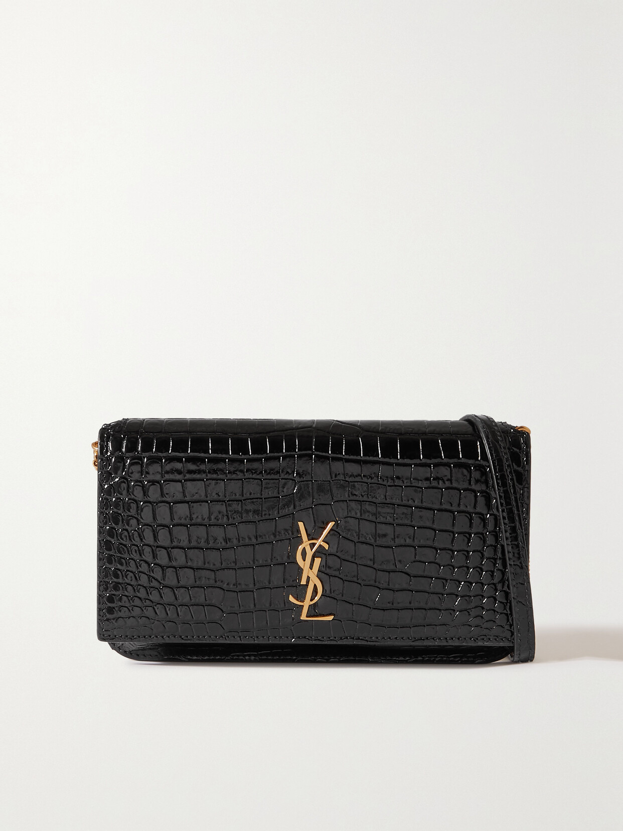 SAINT LAURENT - Cassandre Strap Leather Phone Case - Black