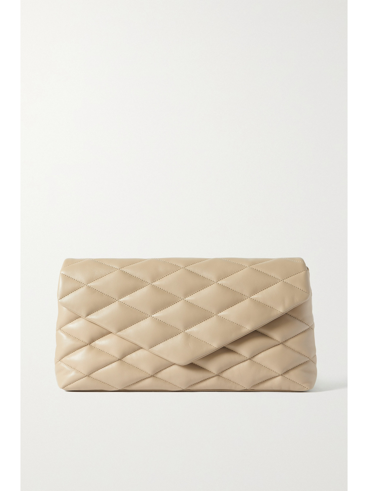 Saint Laurent Sade Quilted-leather Clutch Bag In Neutrals