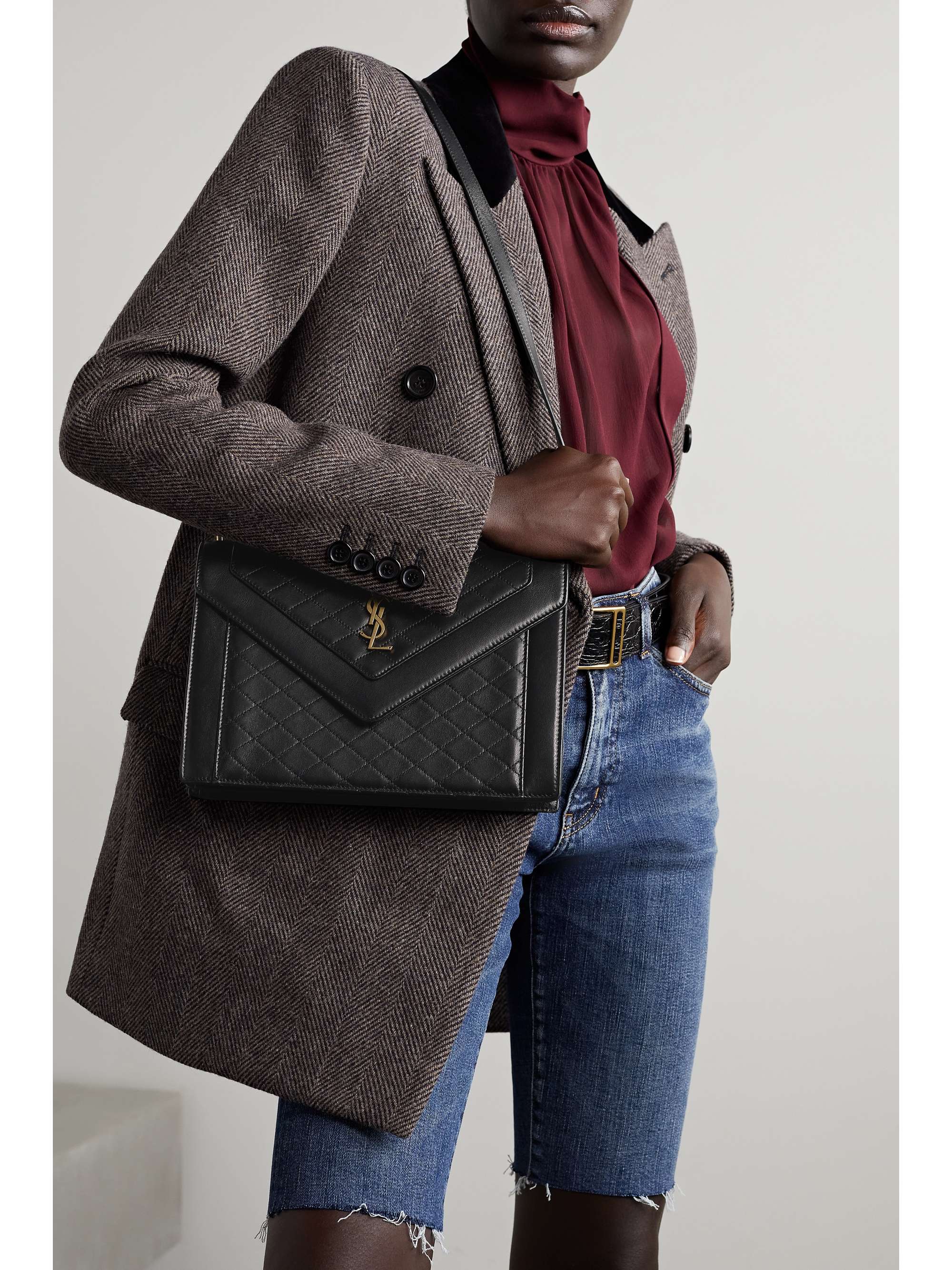 quilted leather clutch bag