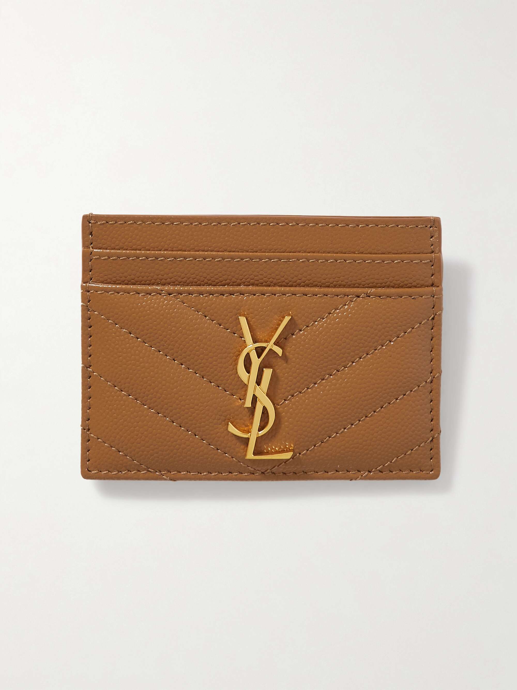 SAINT LAURENT Monogramme quilted textured-leather cardholder