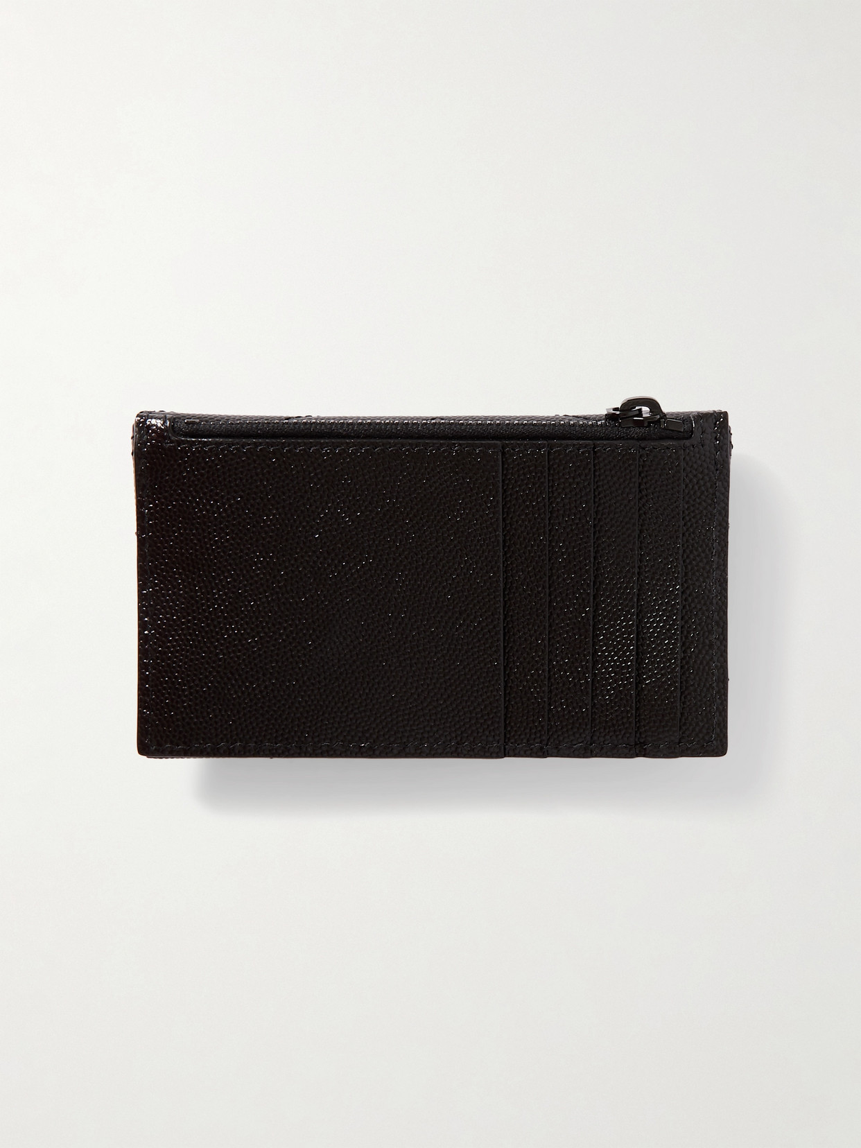 Shop Saint Laurent Monogramme Quilted Textured-leather Wallet In Black