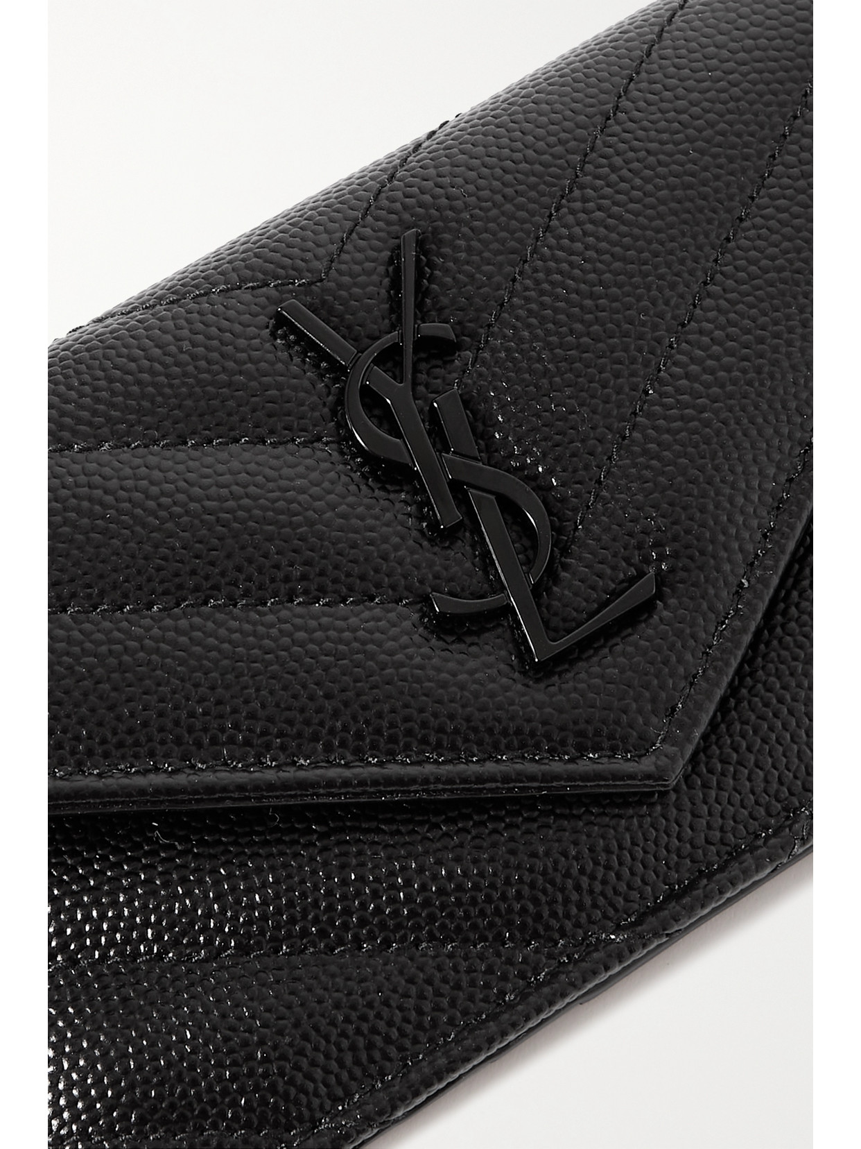 Shop Saint Laurent Monogramme Quilted Textured-leather Wallet In Black