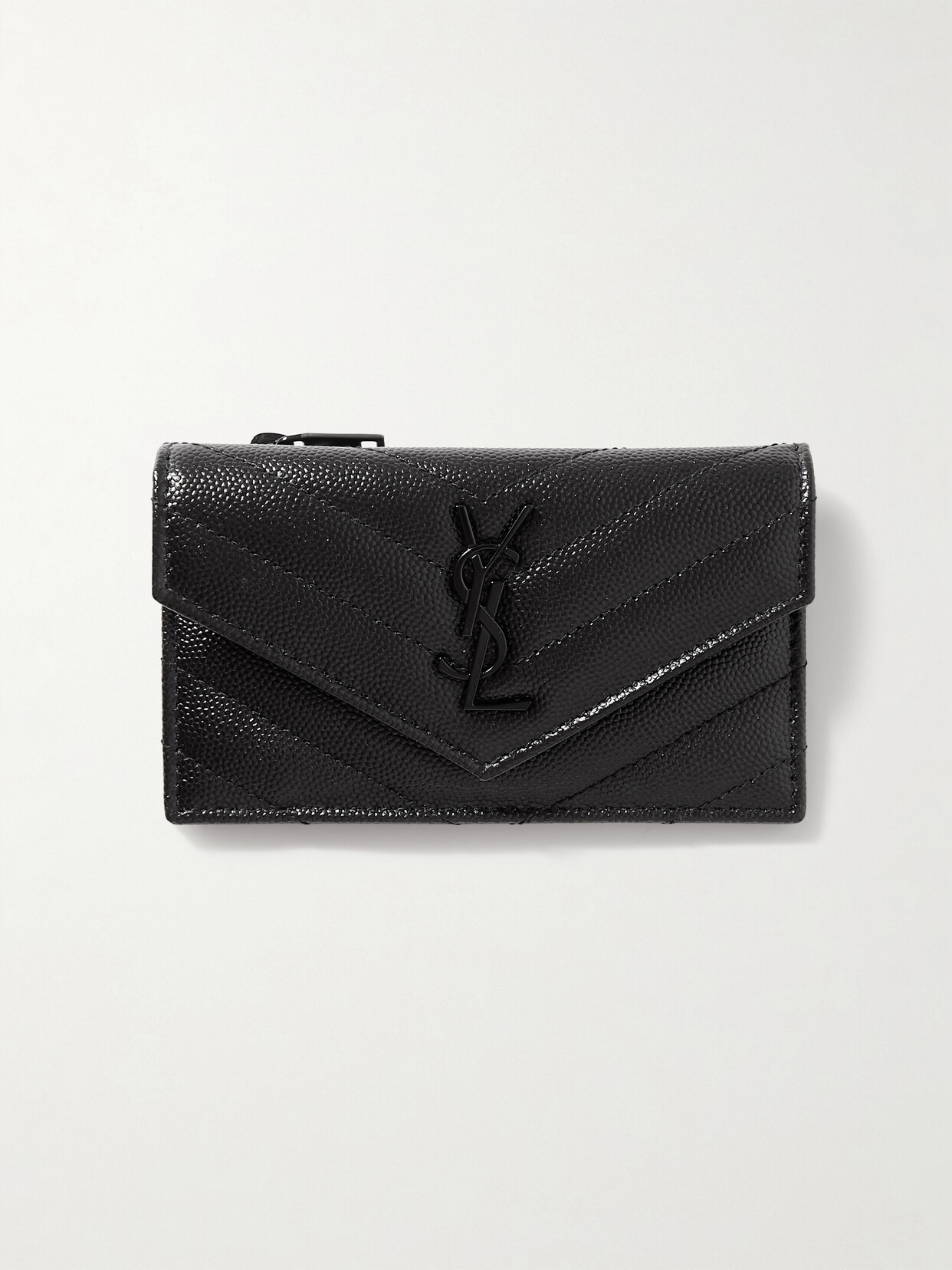 Saint Laurent Monogramme Quilted Textured-leather Wallet In Black