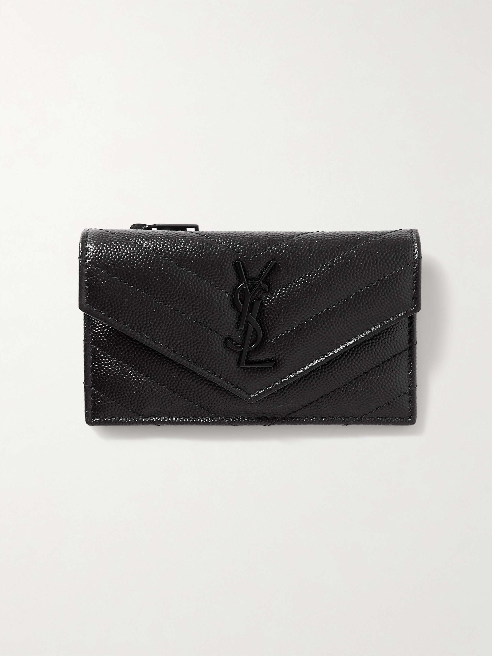 Saint Laurent Large Quilted Ysl Zip Wristlet, Black, Women's