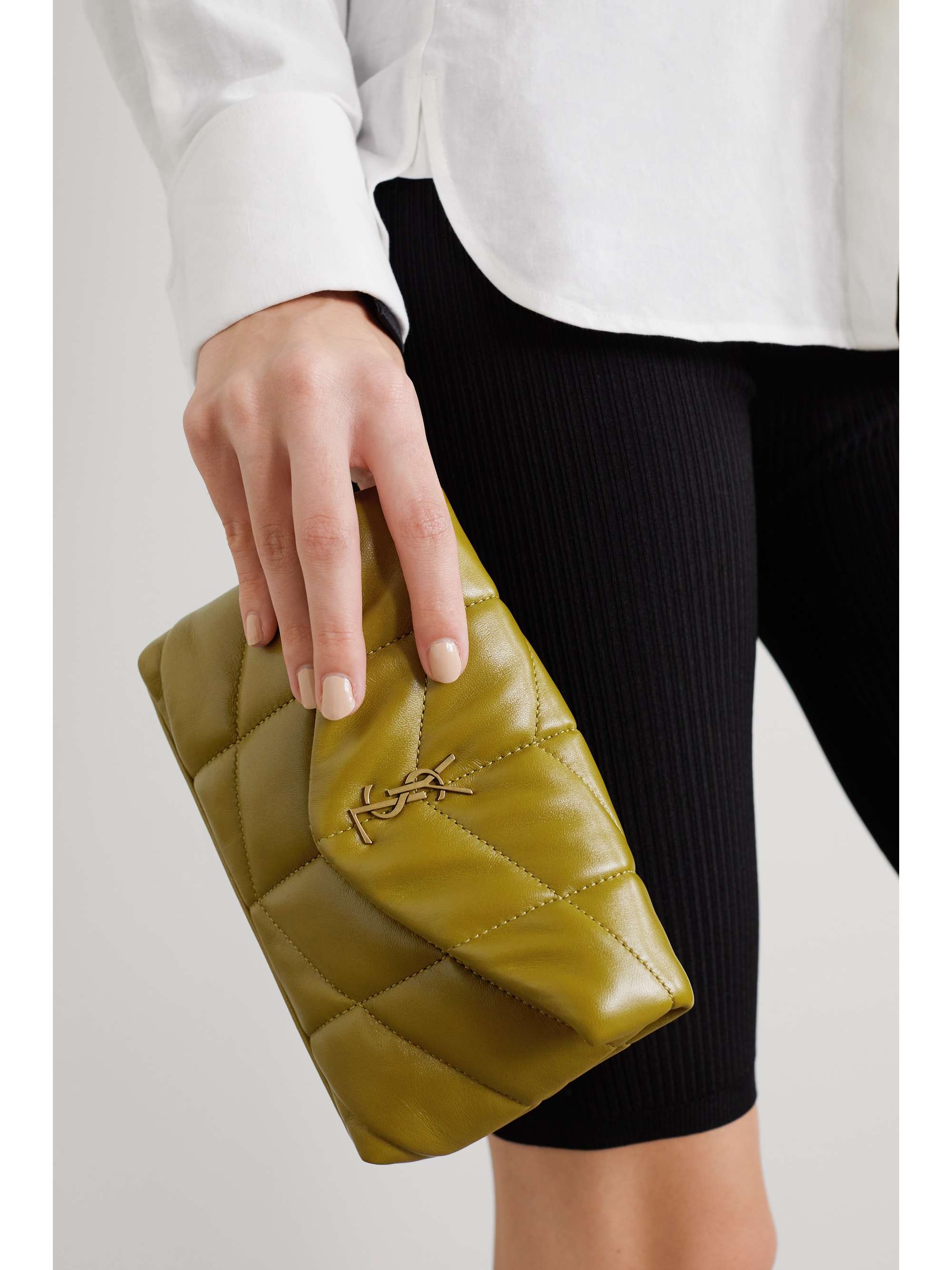 monogram quilted leather clutch