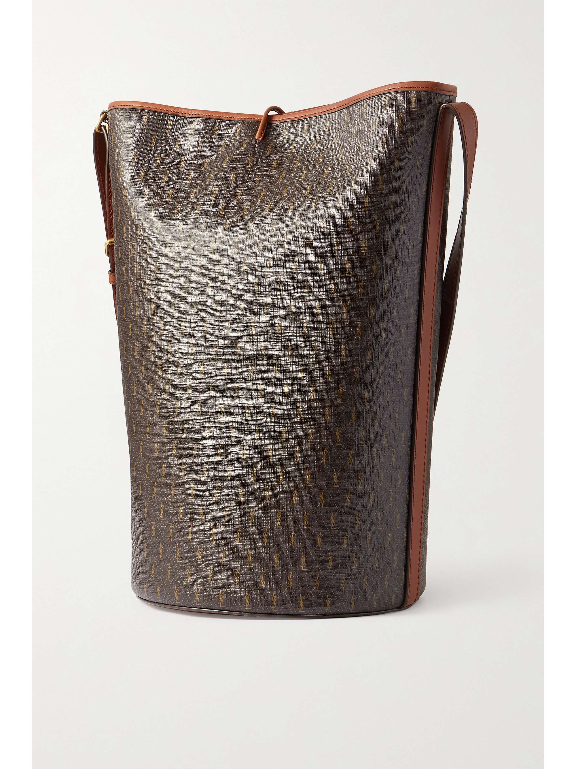SAINT LAURENT Le Monogramme leather-trimmed printed coated-canvas bucket bag