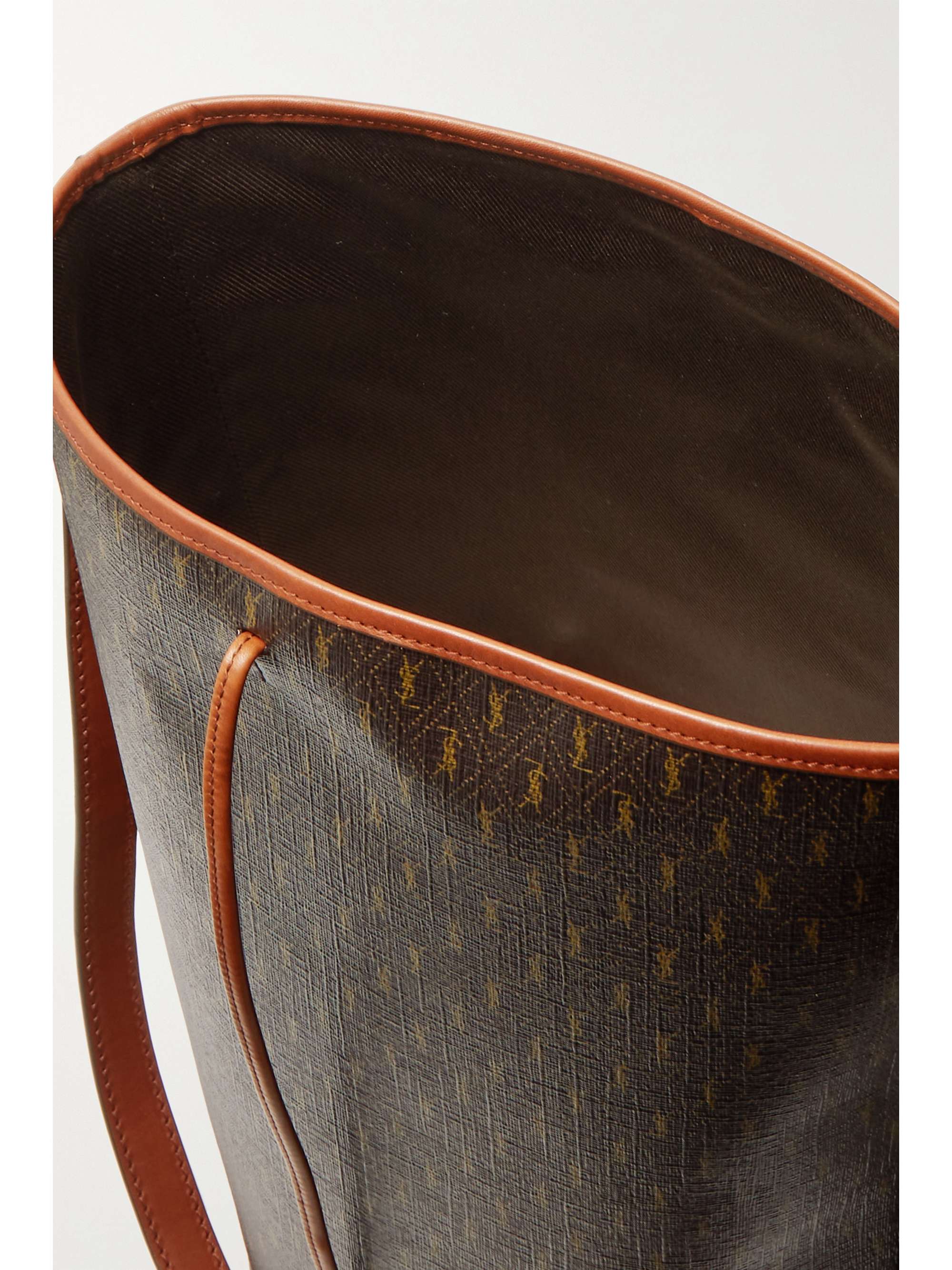SAINT LAURENT Le Monogramme leather-trimmed printed coated-canvas bucket bag