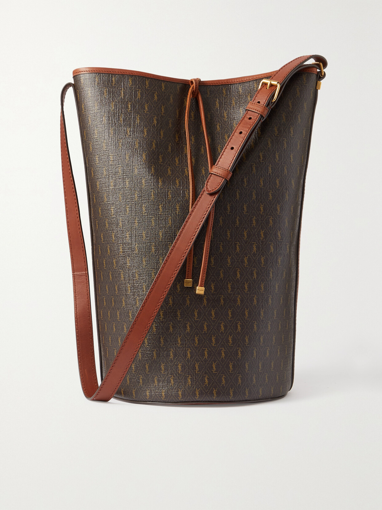 SAINT LAURENT - Le Monogramme Leather-trimmed Printed Coated-canvas Bucket Bag - Brown 22 Awaiting product image