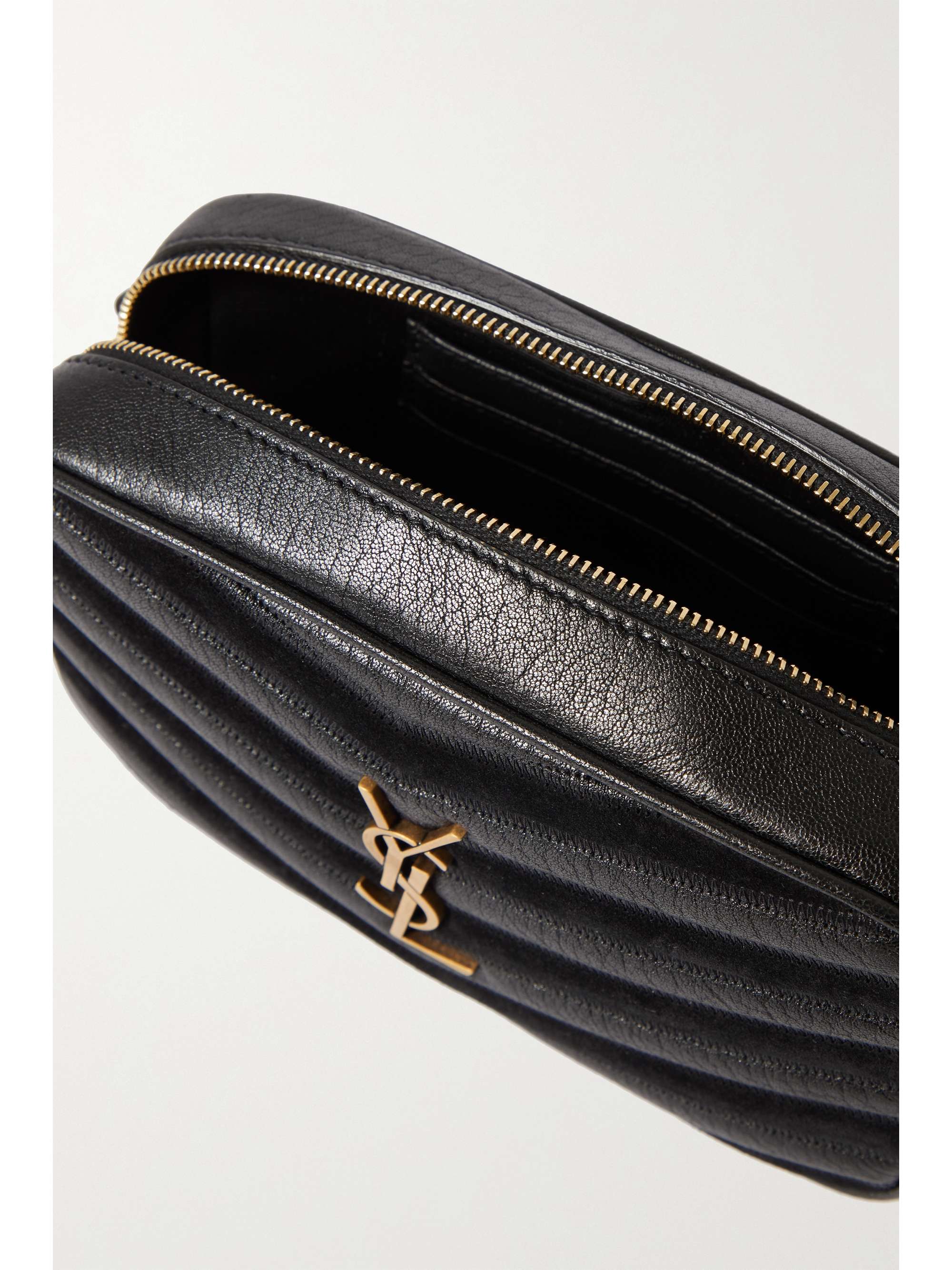 SAINT LAURENT Lou mini quilted texturedleather and suede shoulder bag