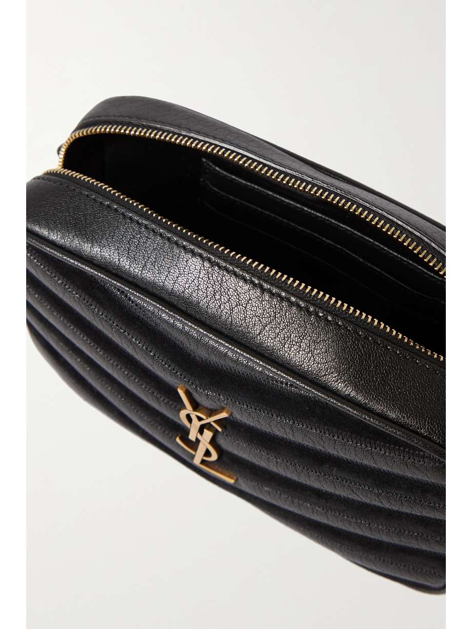 SAINT LAURENT Lou mini quilted texturedleather and suede shoulder bag