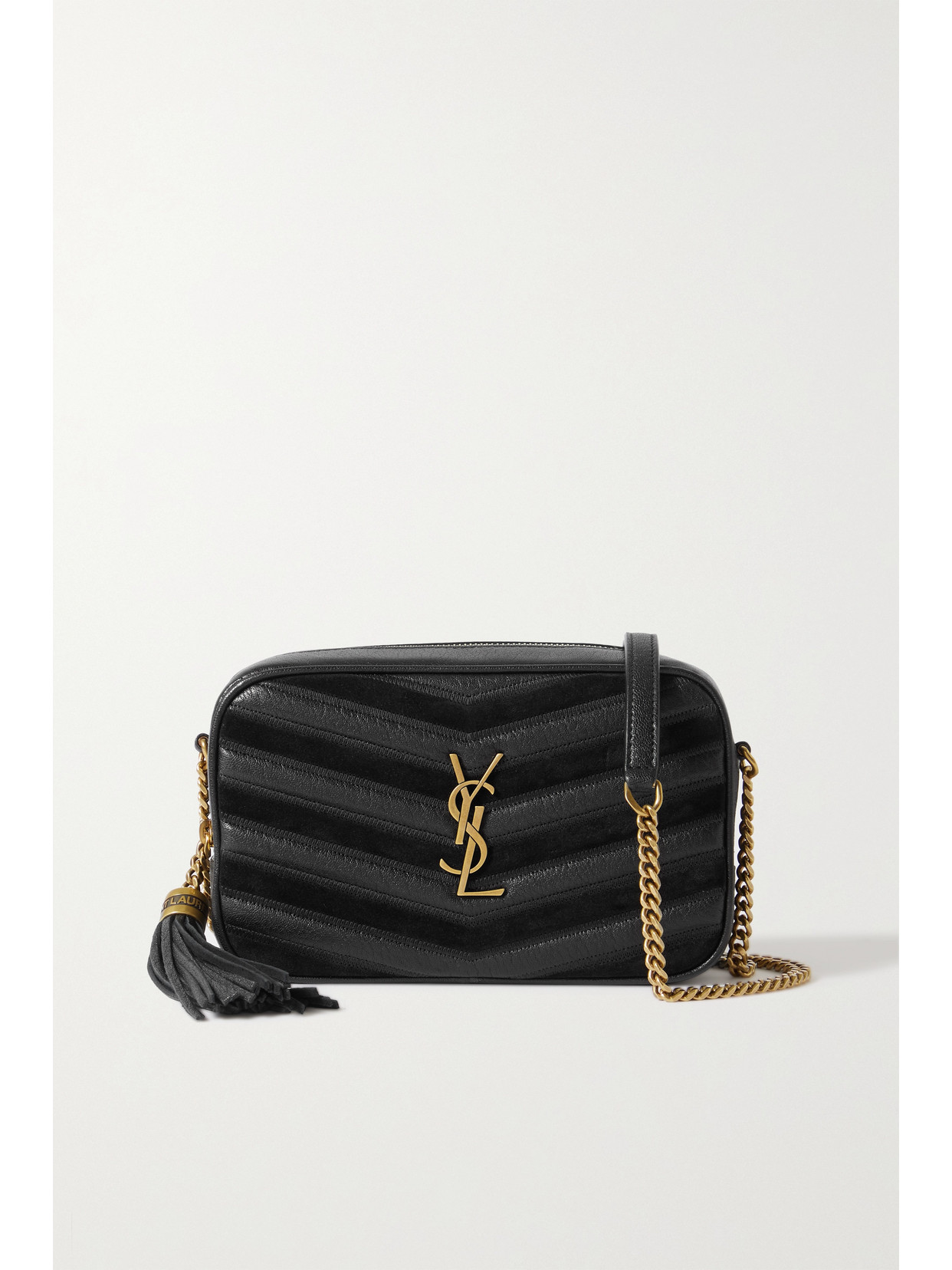 Saint Laurent Lou Mini Quilted Texturedleather And Suede Shoulder Bag