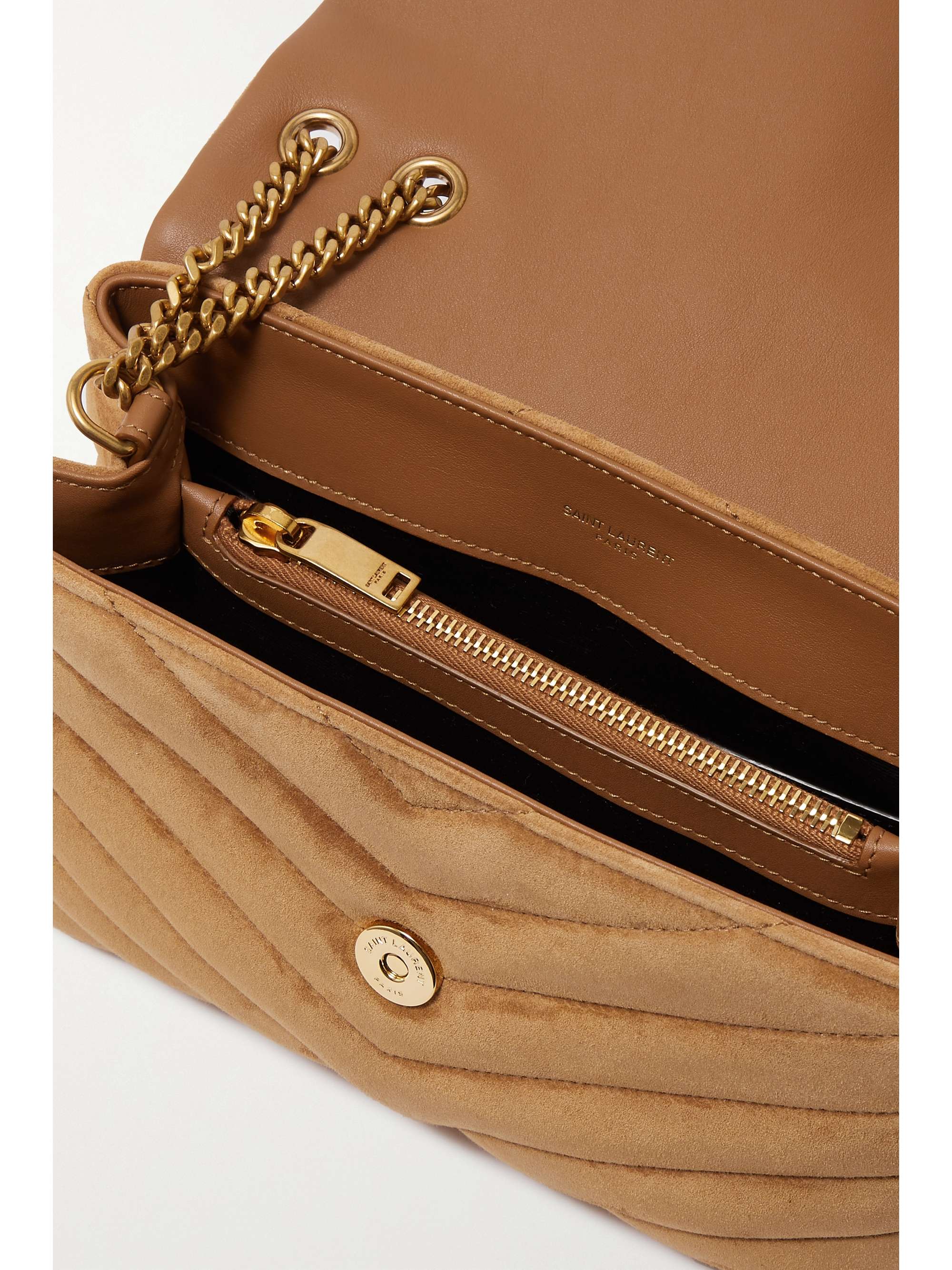 SAINT LAURENT Loulou small quilted suede shoulder bag NETAPORTER