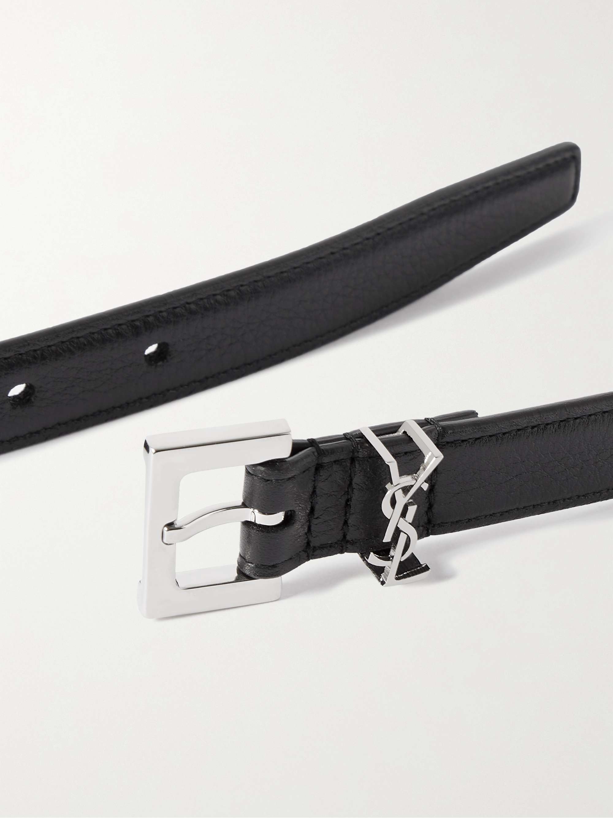 Cassandre Leather Belt in Black - Saint Laurent