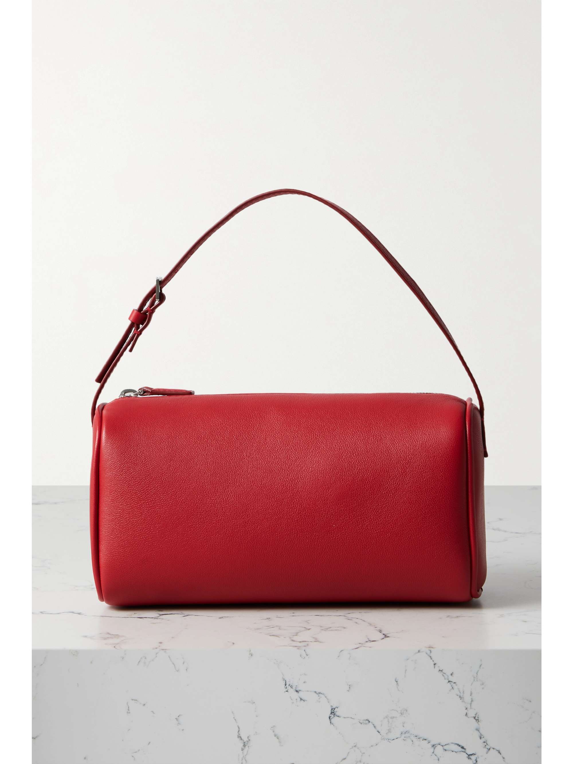 red leather tote