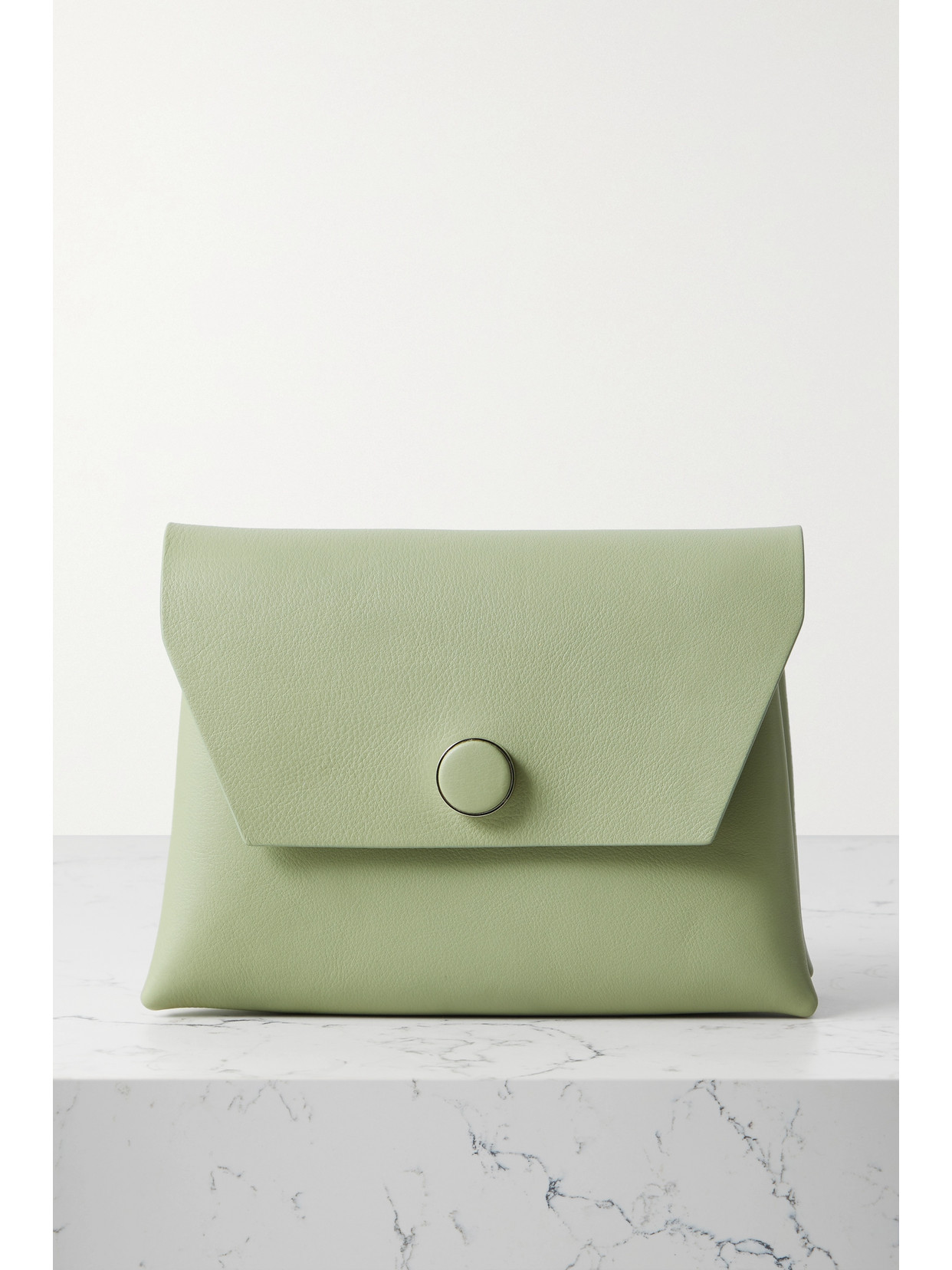 The Row Leather Nu Twin Envelope Clutch Bag In Dusty Green | ModeSens