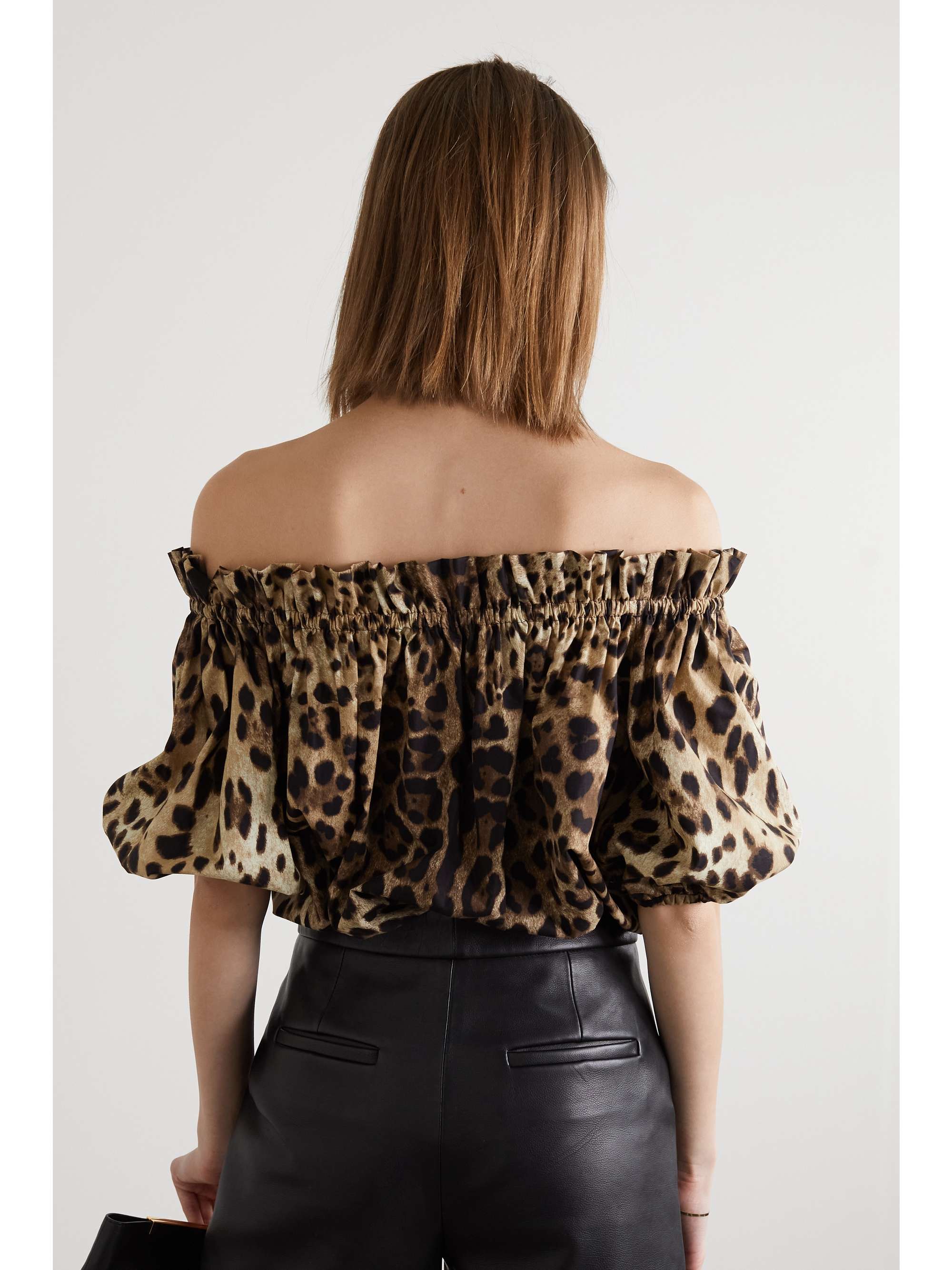 shoulder leopard-print cotton-poplin 