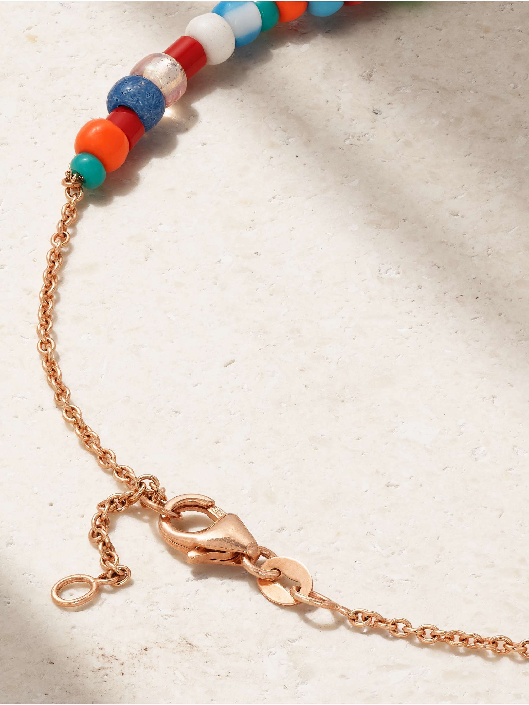 DIANE KORDAS 14-karat rose gold, enamel, amber and diamond anklet