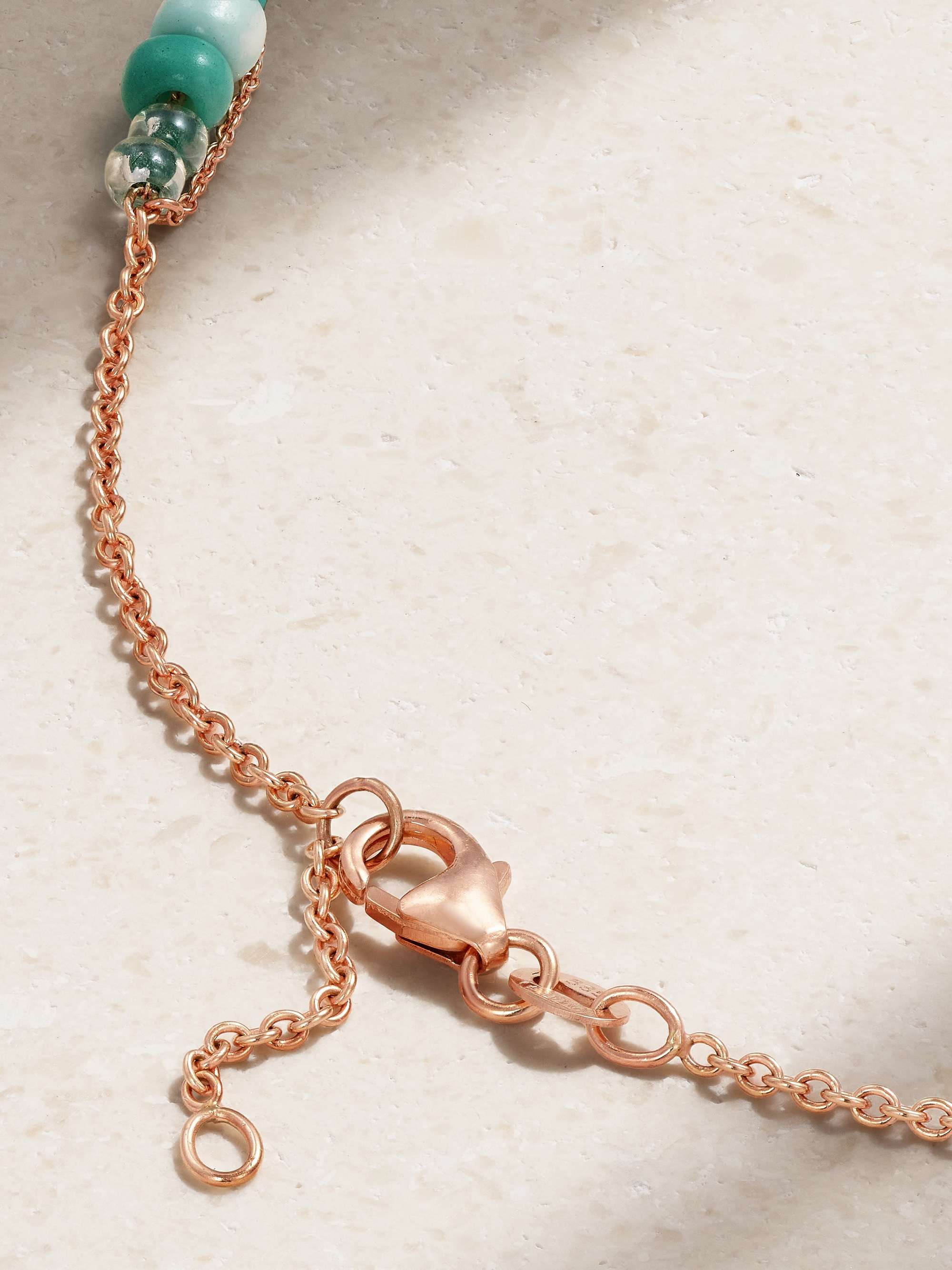 DIANE KORDAS 14-karat rose gold, enamel, amber and diamond anklet