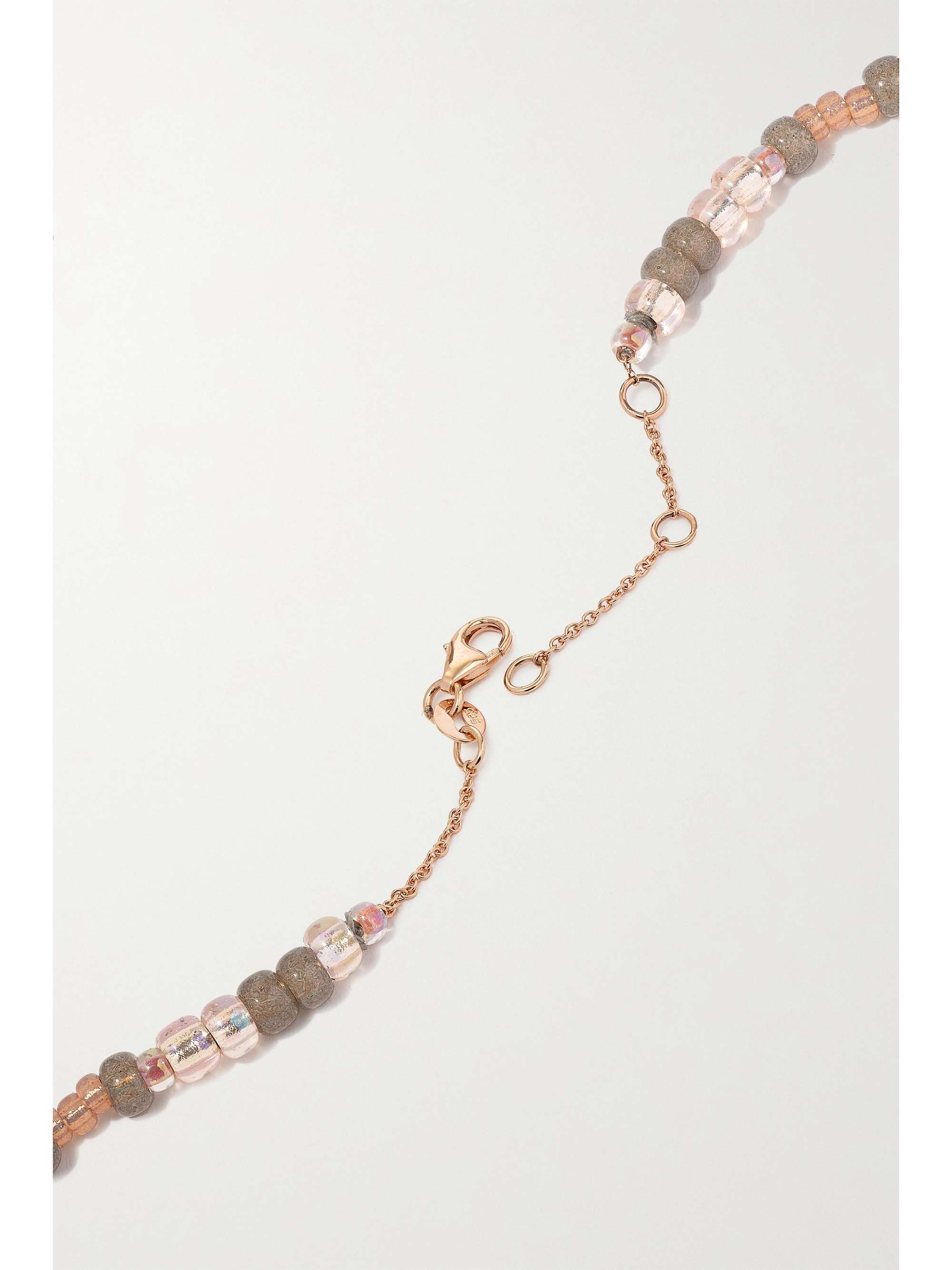 DIANE KORDAS Evil Eye 14-karat rose gold, bead and diamond necklace
