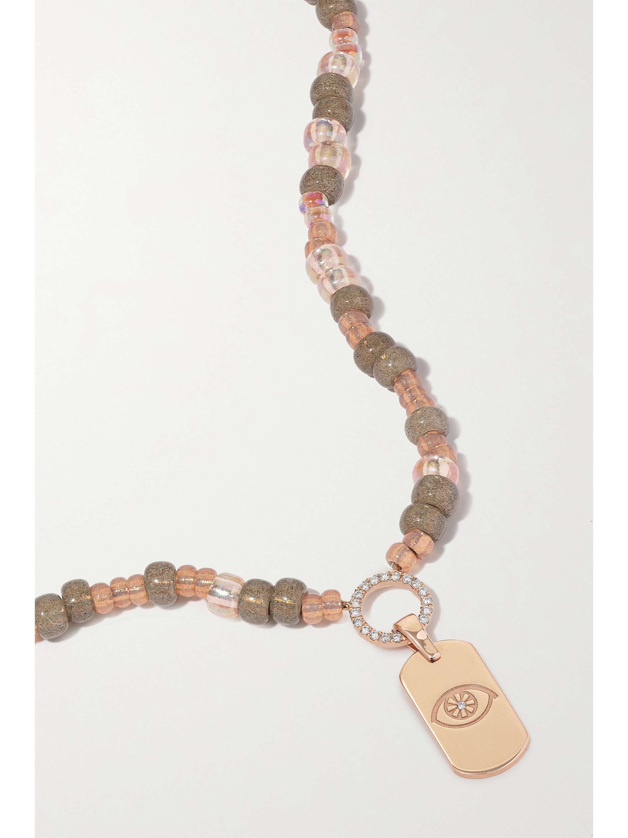 DIANE KORDAS Evil Eye 14-karat rose gold, bead and diamond necklace