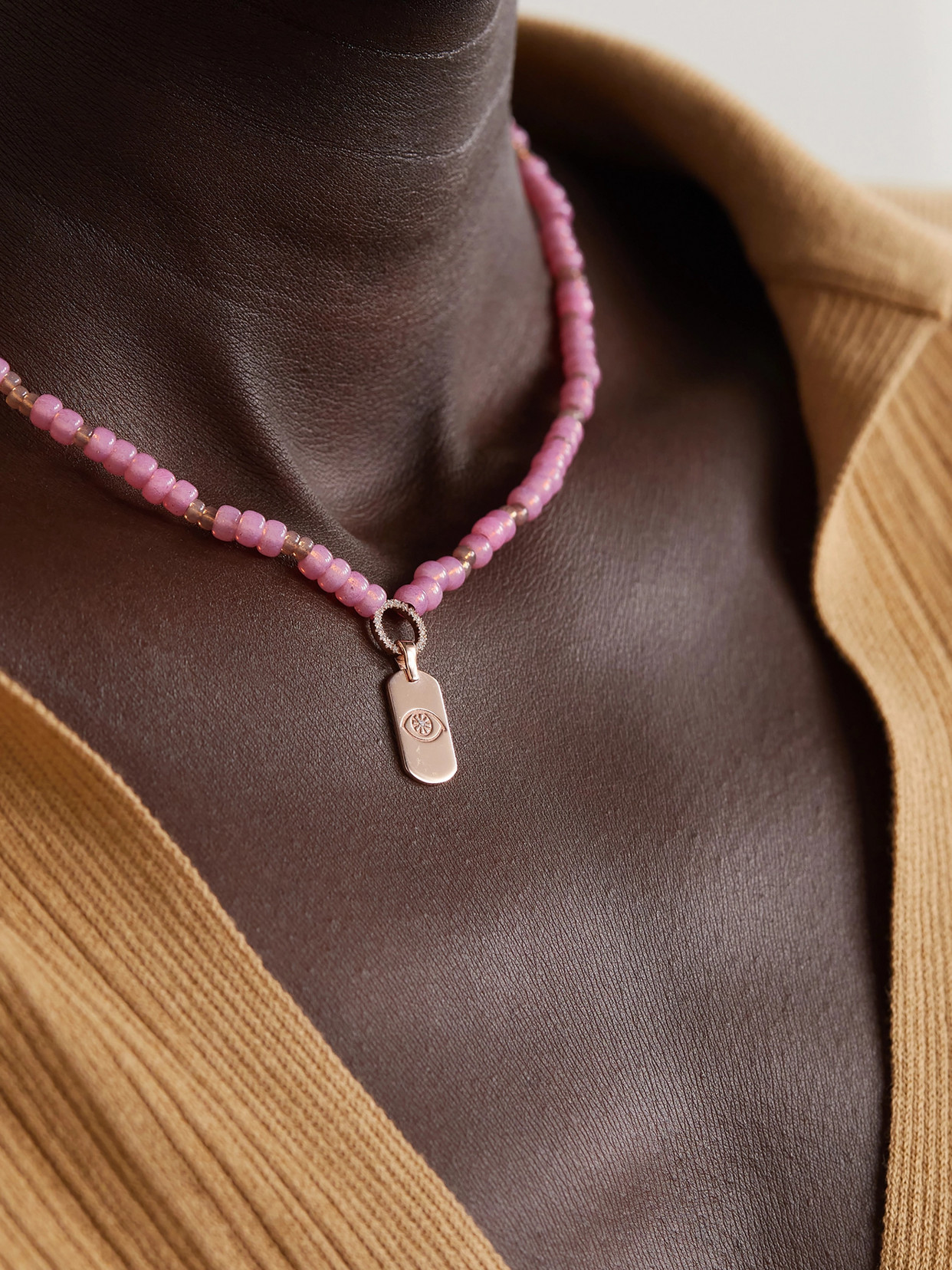 Diane Kordas Id 14-karat Rose Gold, Bead And Diamond Necklace In Gold