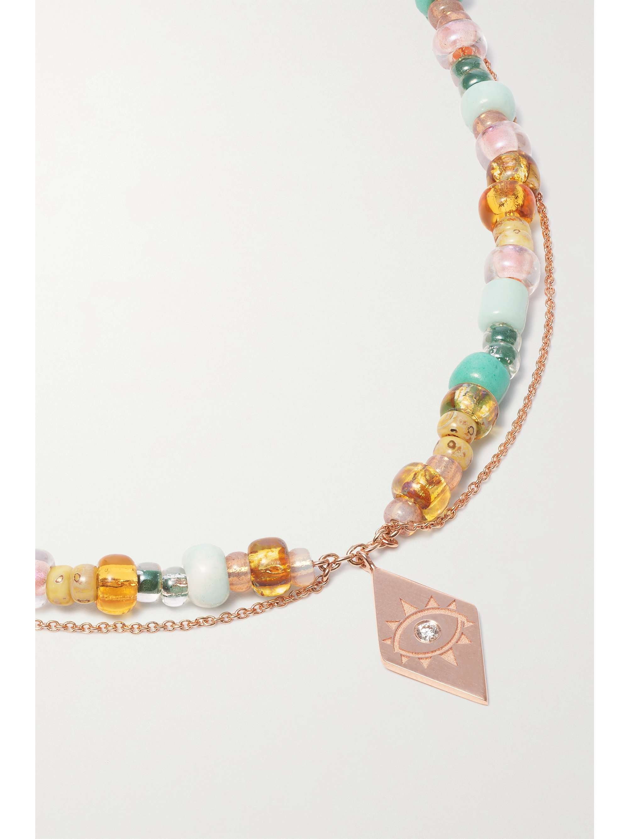 DIANE KORDAS 14-karat rose gold, enamel, amber and diamond anklet