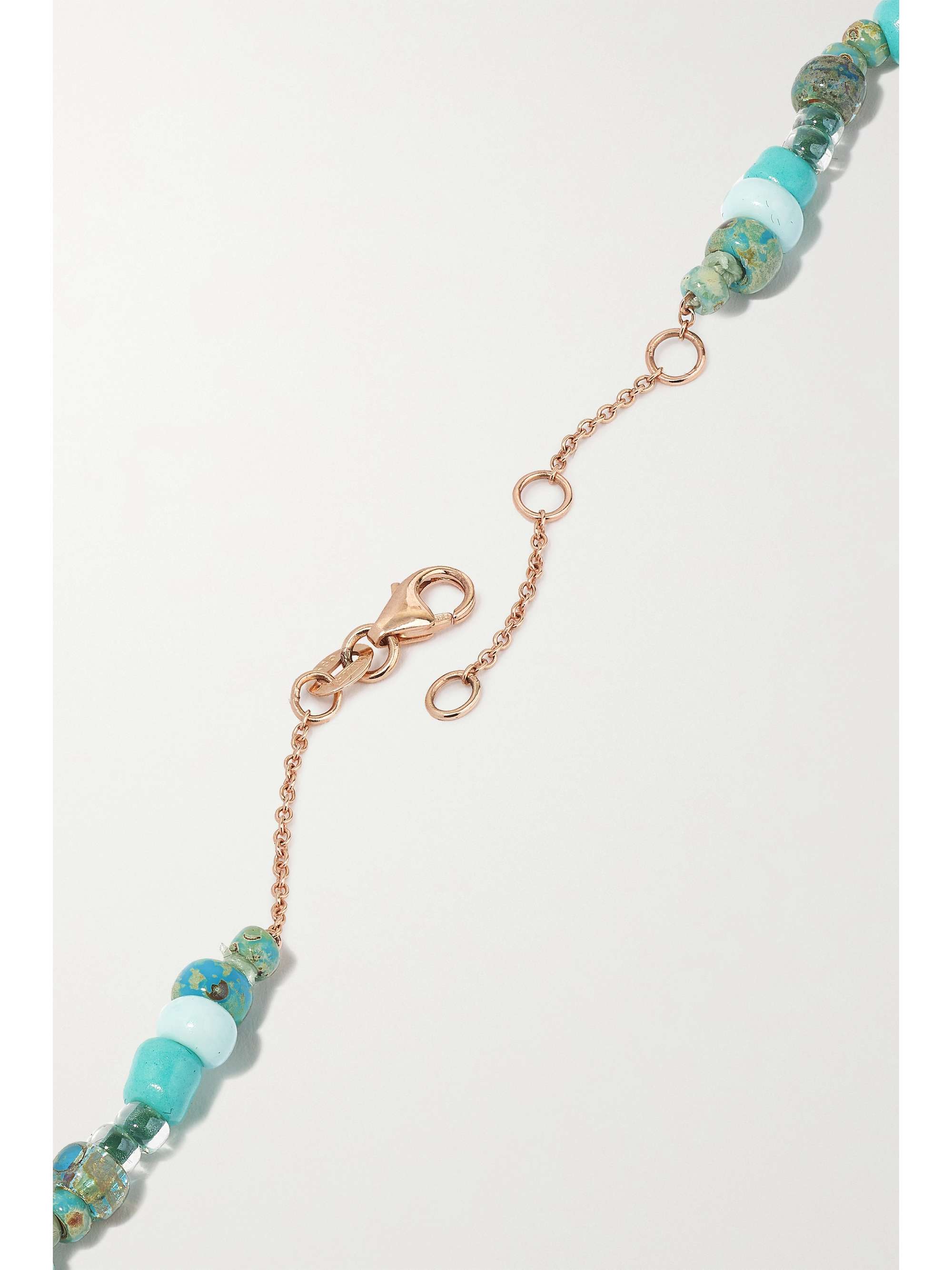 DIANE KORDAS Evil Eye Kette mit Details aus 14 Karat Roségold, Zierperlen und Diamanten