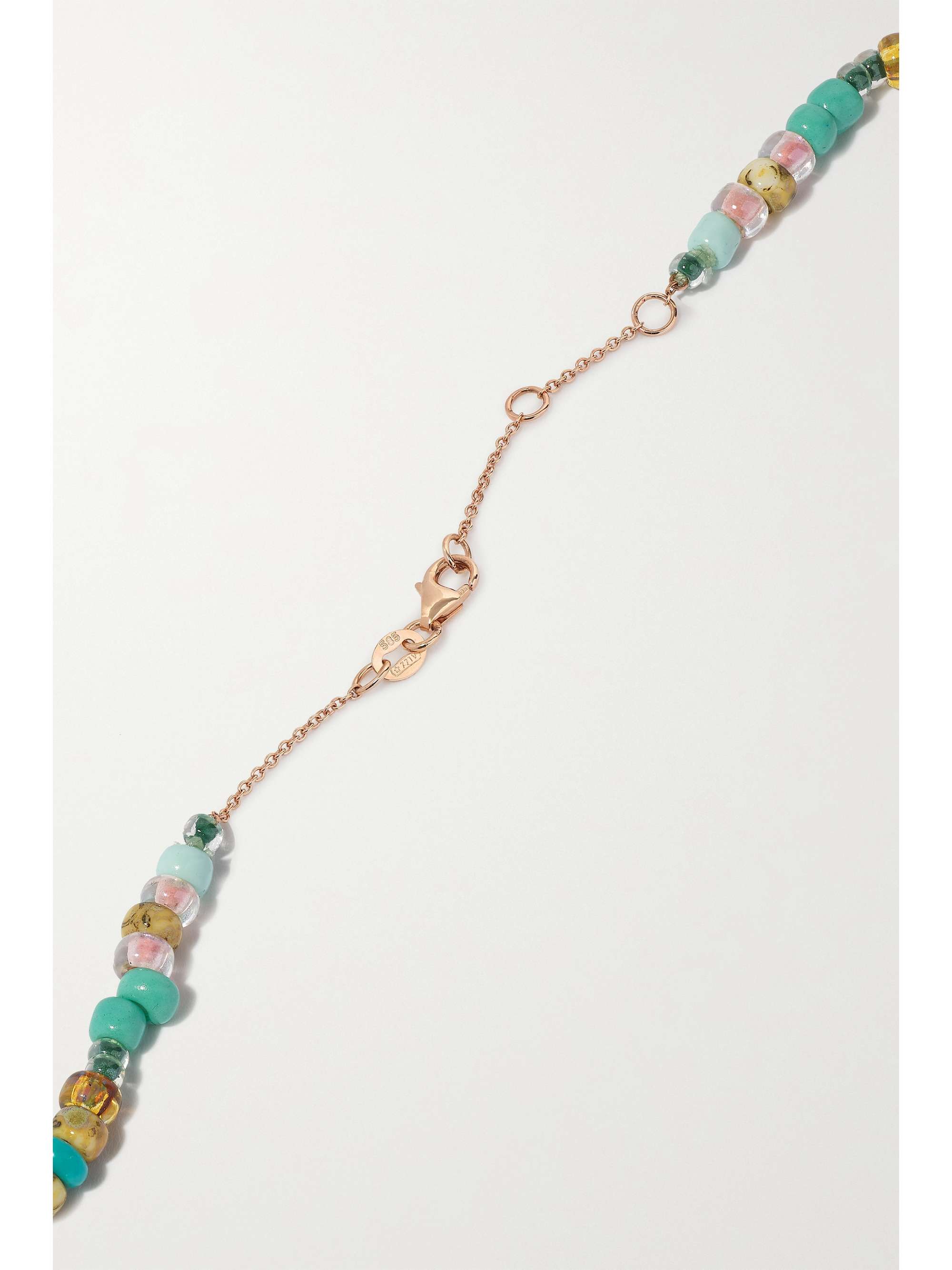 DIANE KORDAS Evil Eye 14-karat rose gold, bead and diamond necklace