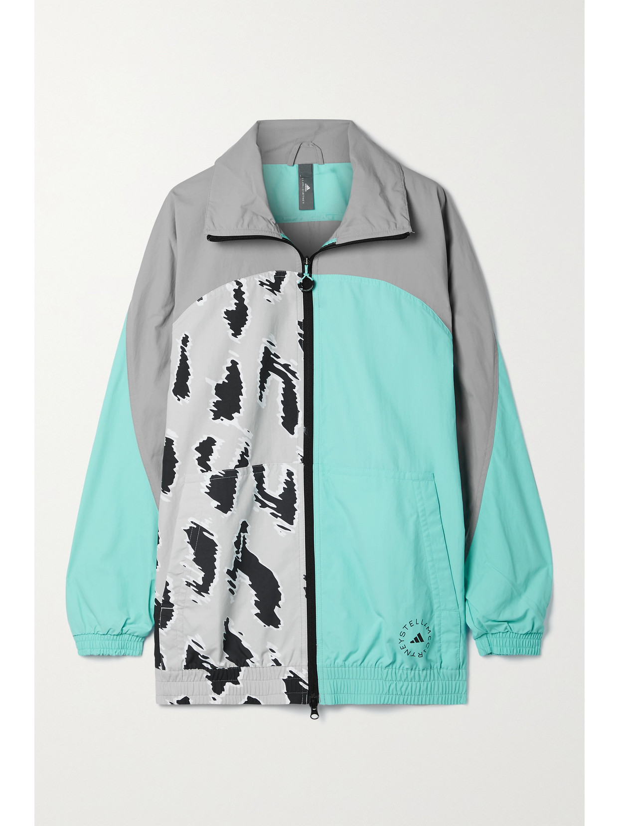 ADIDAS BY STELLA MCCARTNEY + NET SUSTAIN PANELED PRINTED RECYCLED PRIMEGREEN JACKET