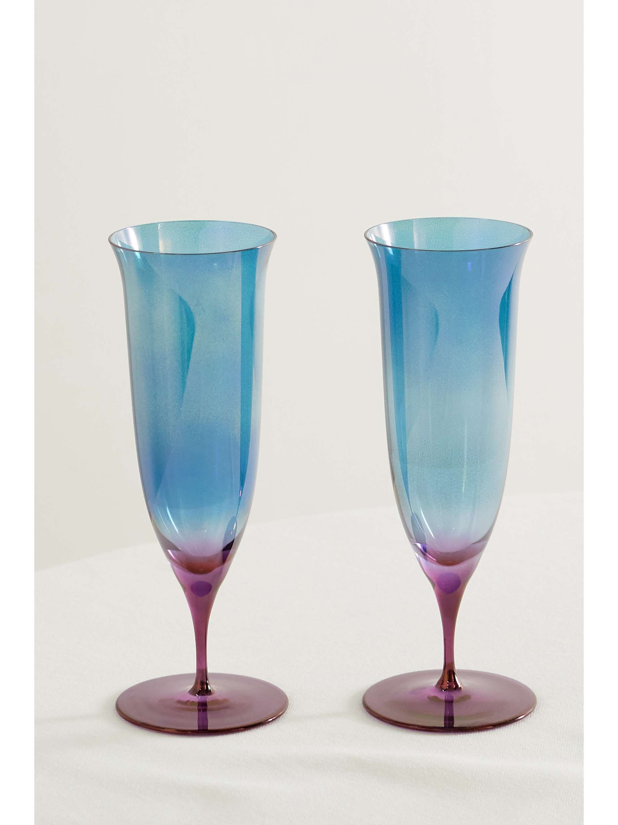LUISA BECCARIA Set of two degradé glass champagne flutes