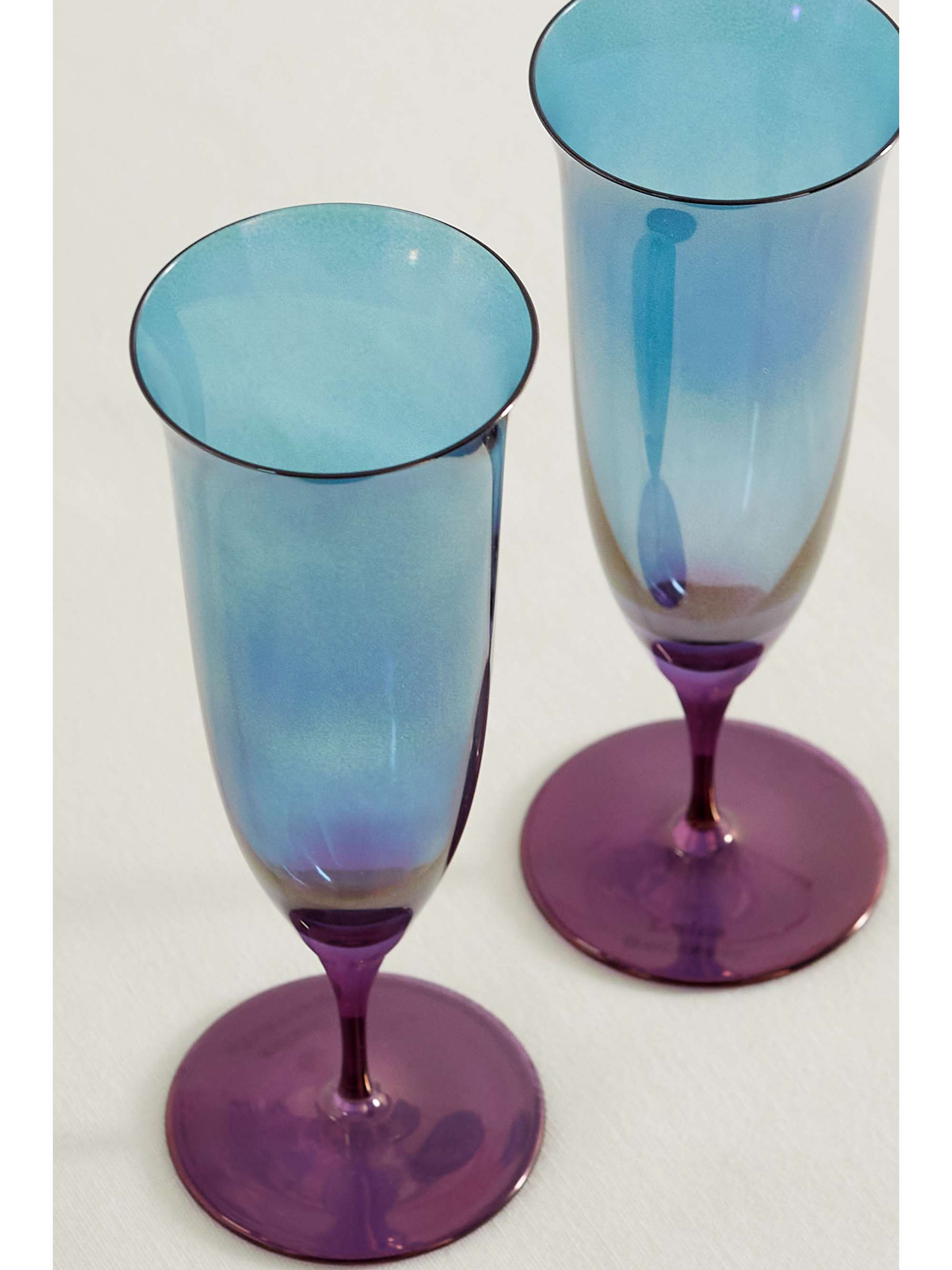 LUISA BECCARIA Set of two degradé glass champagne flutes
