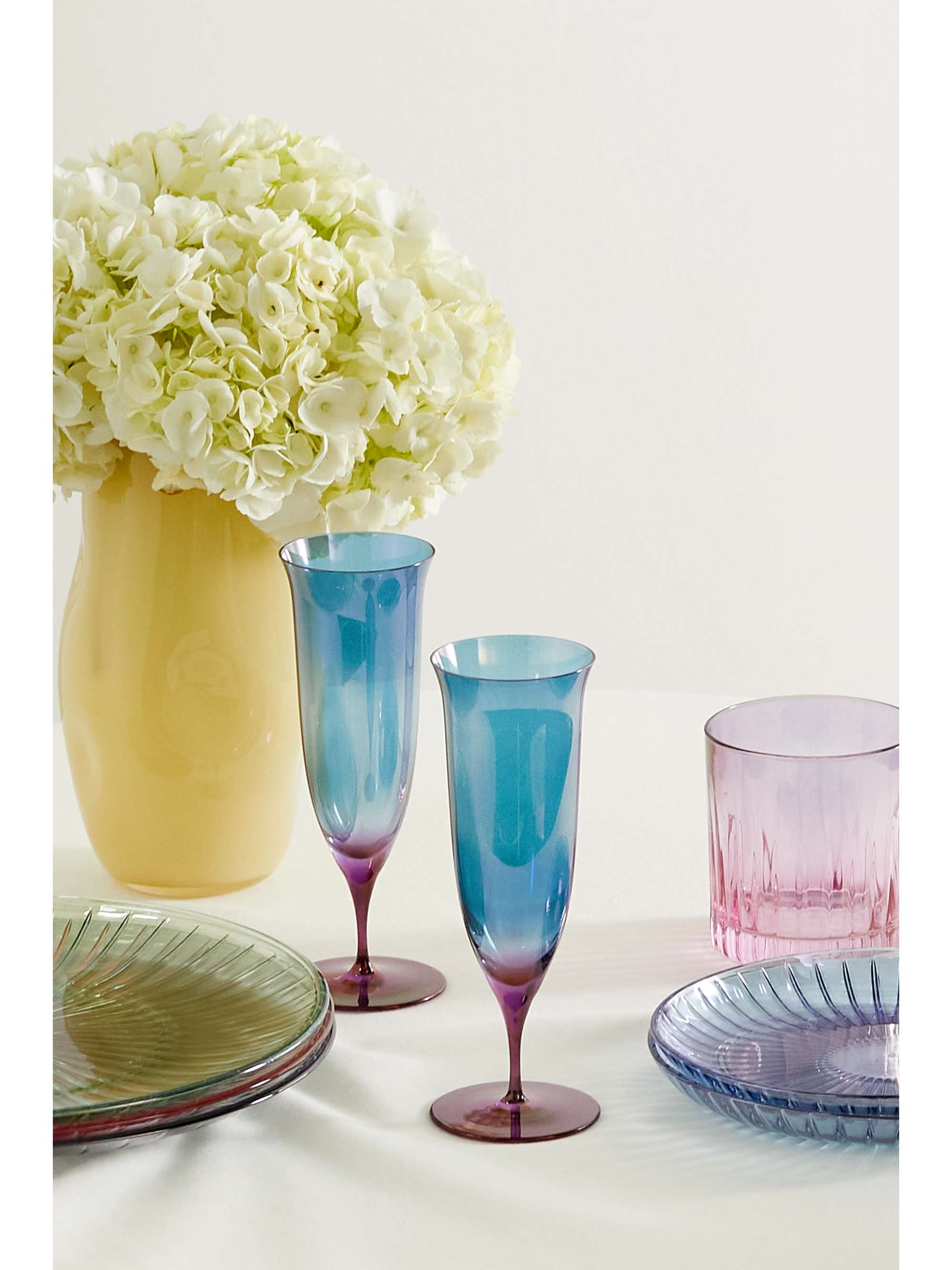LUISA BECCARIA Set of two degradé glass champagne flutes