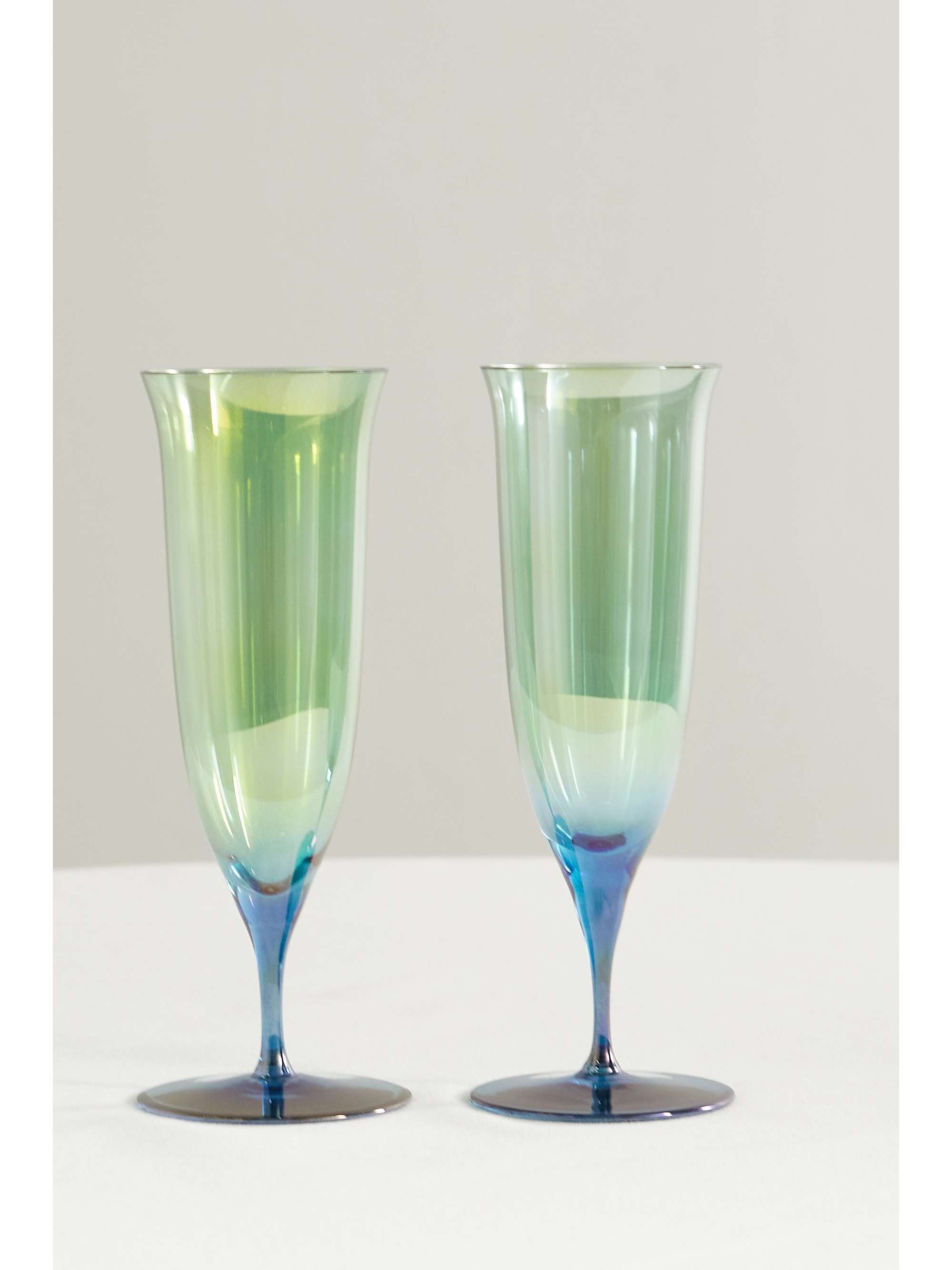 LUISA BECCARIA Set of two degradé glass champagne flutes