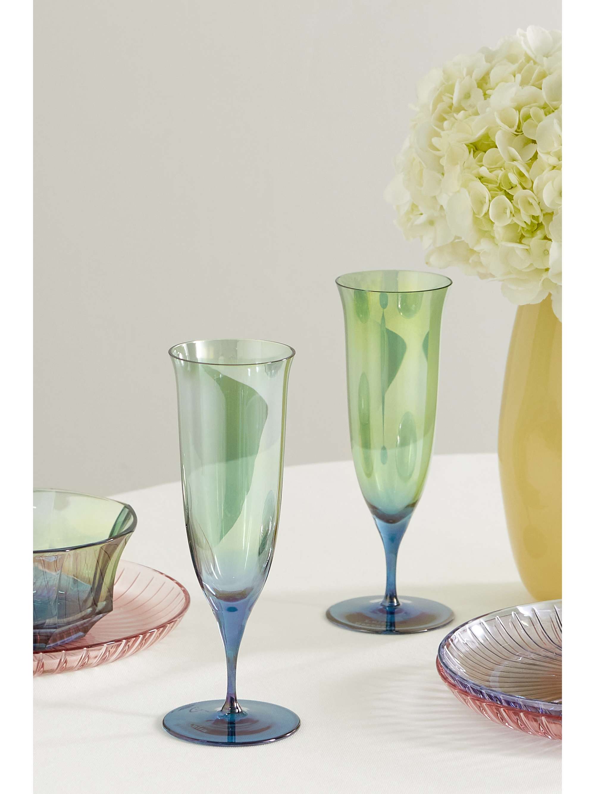 LUISA BECCARIA Set of two degradé glass champagne flutes