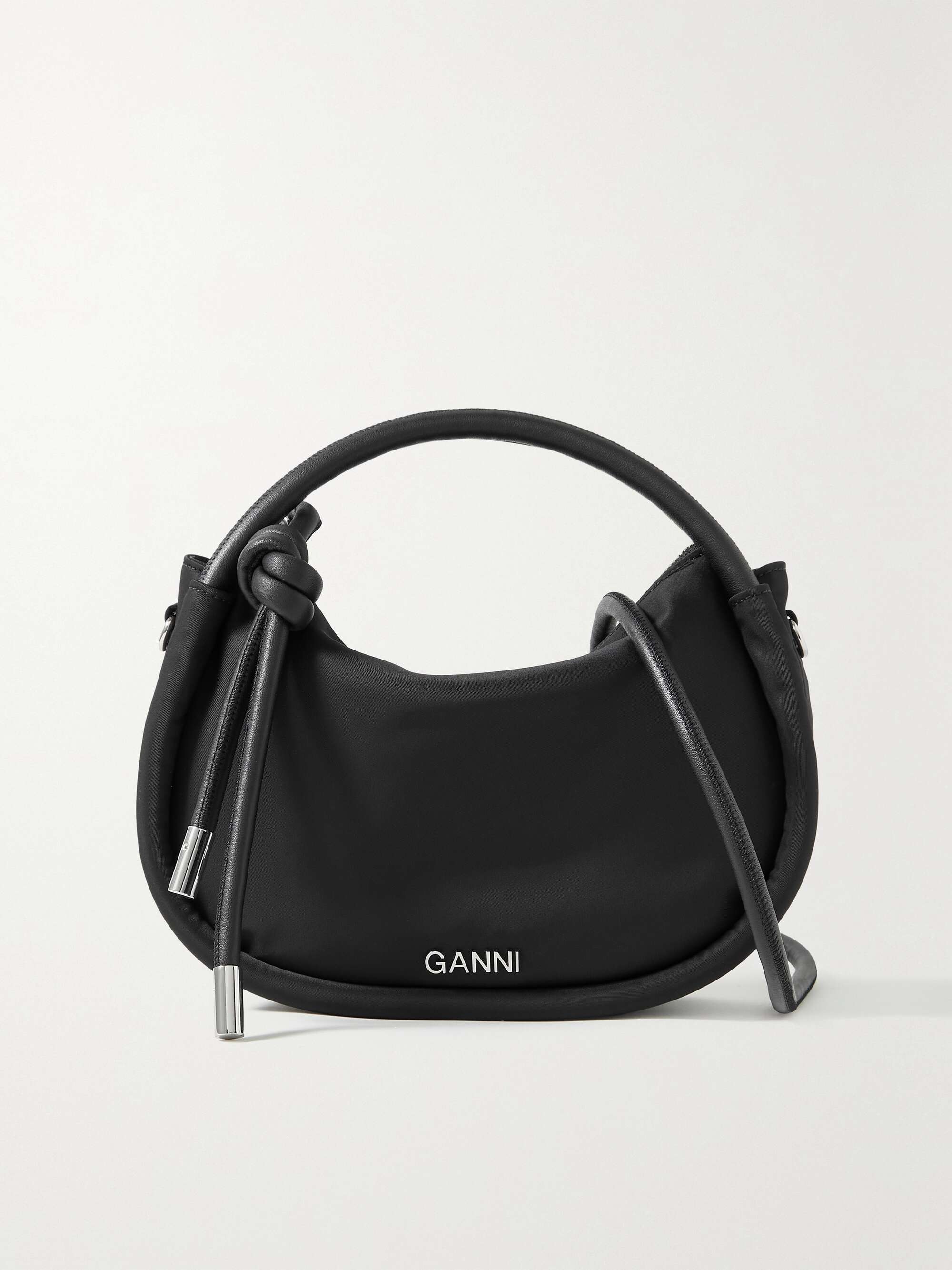 Mini recycled leather-trimmed shell shoulder bag